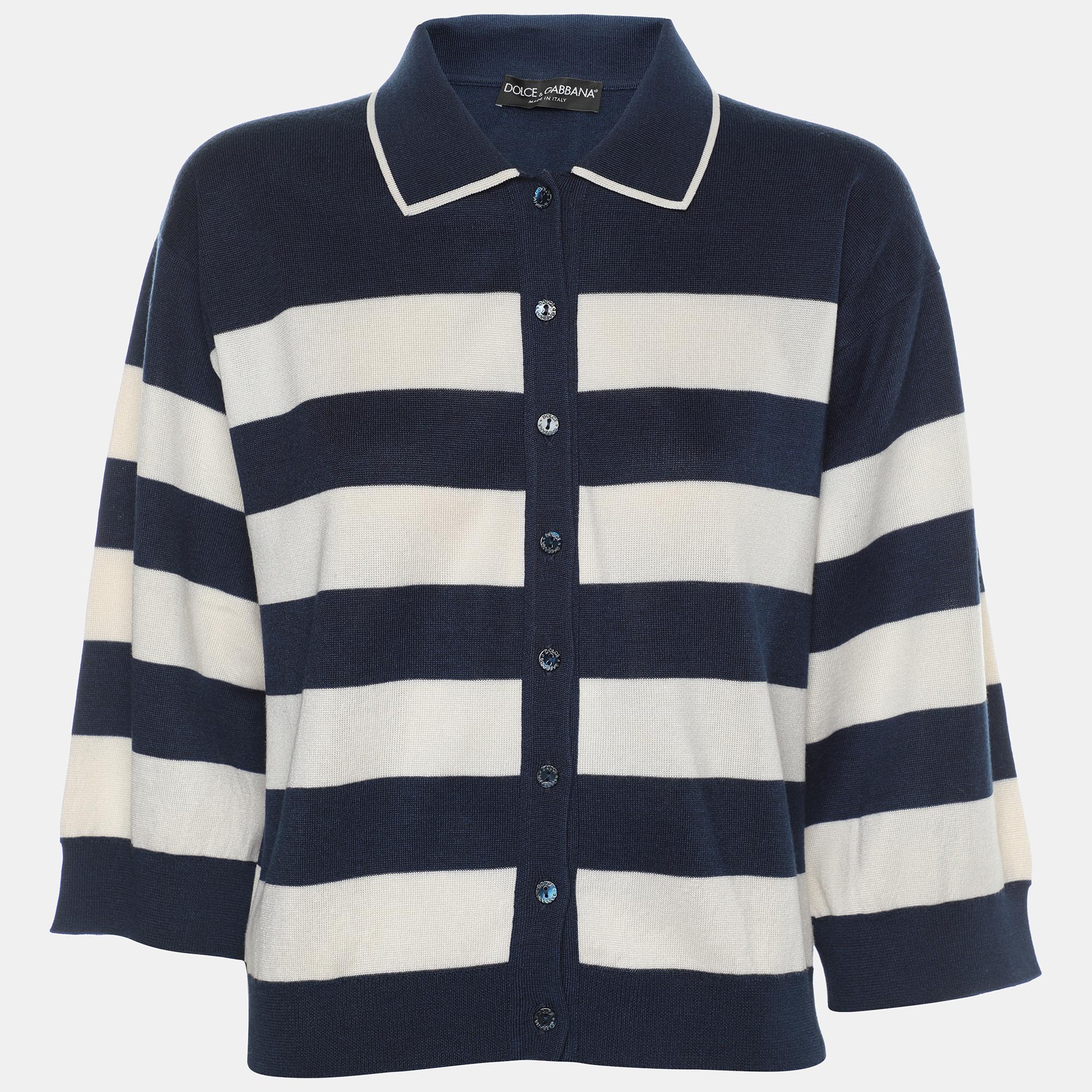 

Dolce & Gabbana Blue/White Stretch Knit Stripe Sweatshirt M