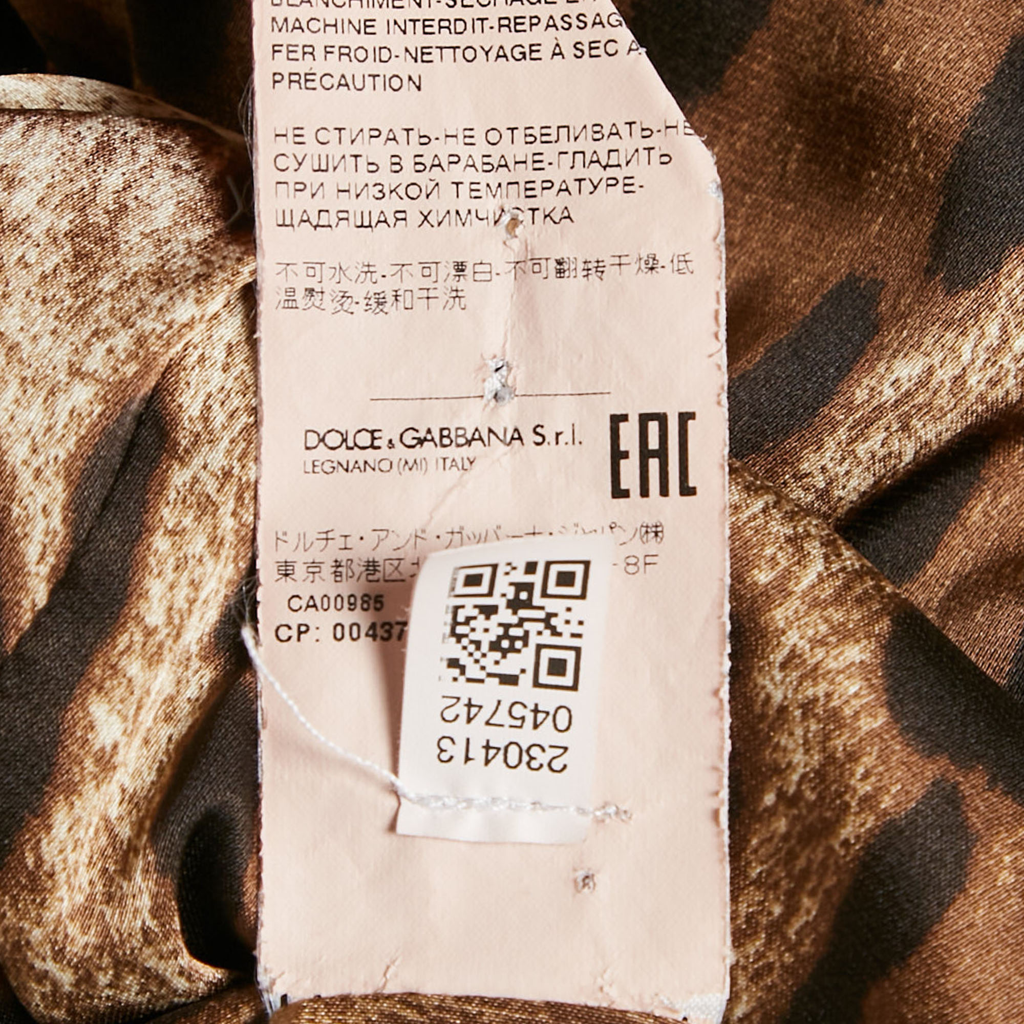 Dolce & Gabbana Brown Leopard Print Wool Midi Dress S 