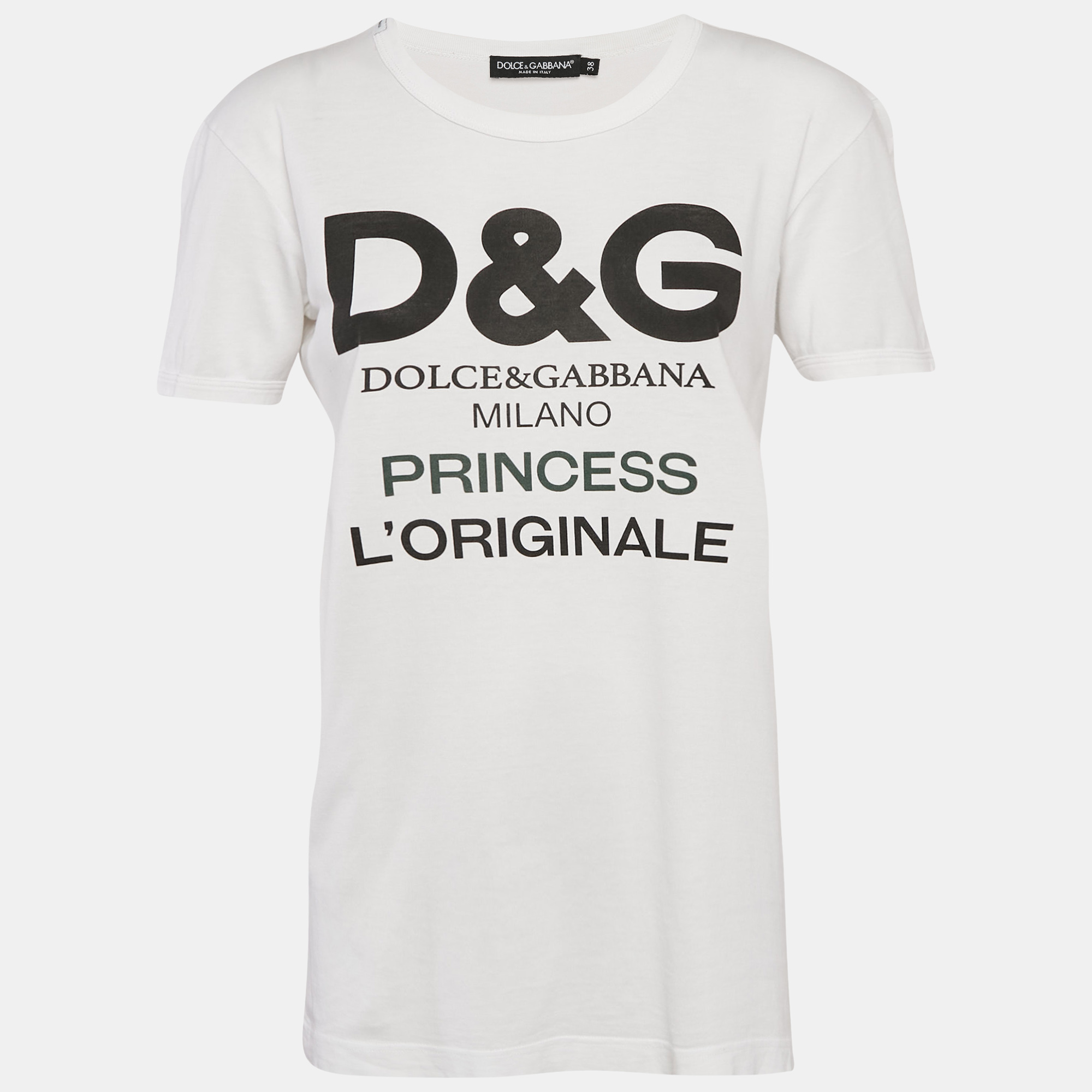 

Dolce & Gabbana White Logo Print Jersey Crew Neck T-Shirt S