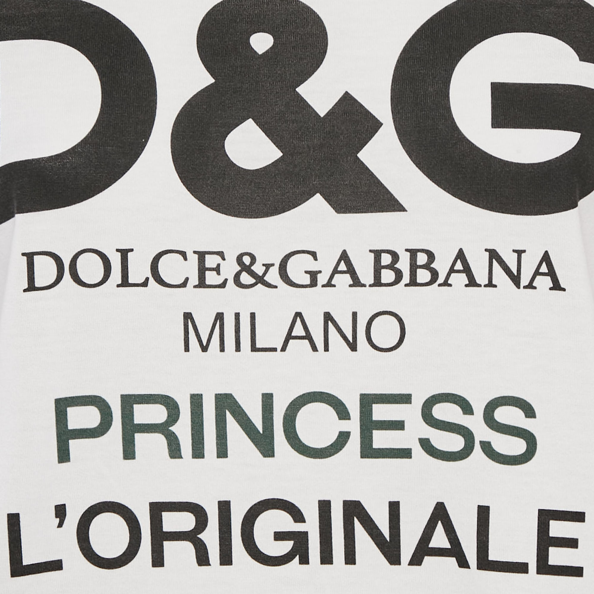 Dolce & Gabbana White Logo Print Jersey Crew Neck T-Shirt S 