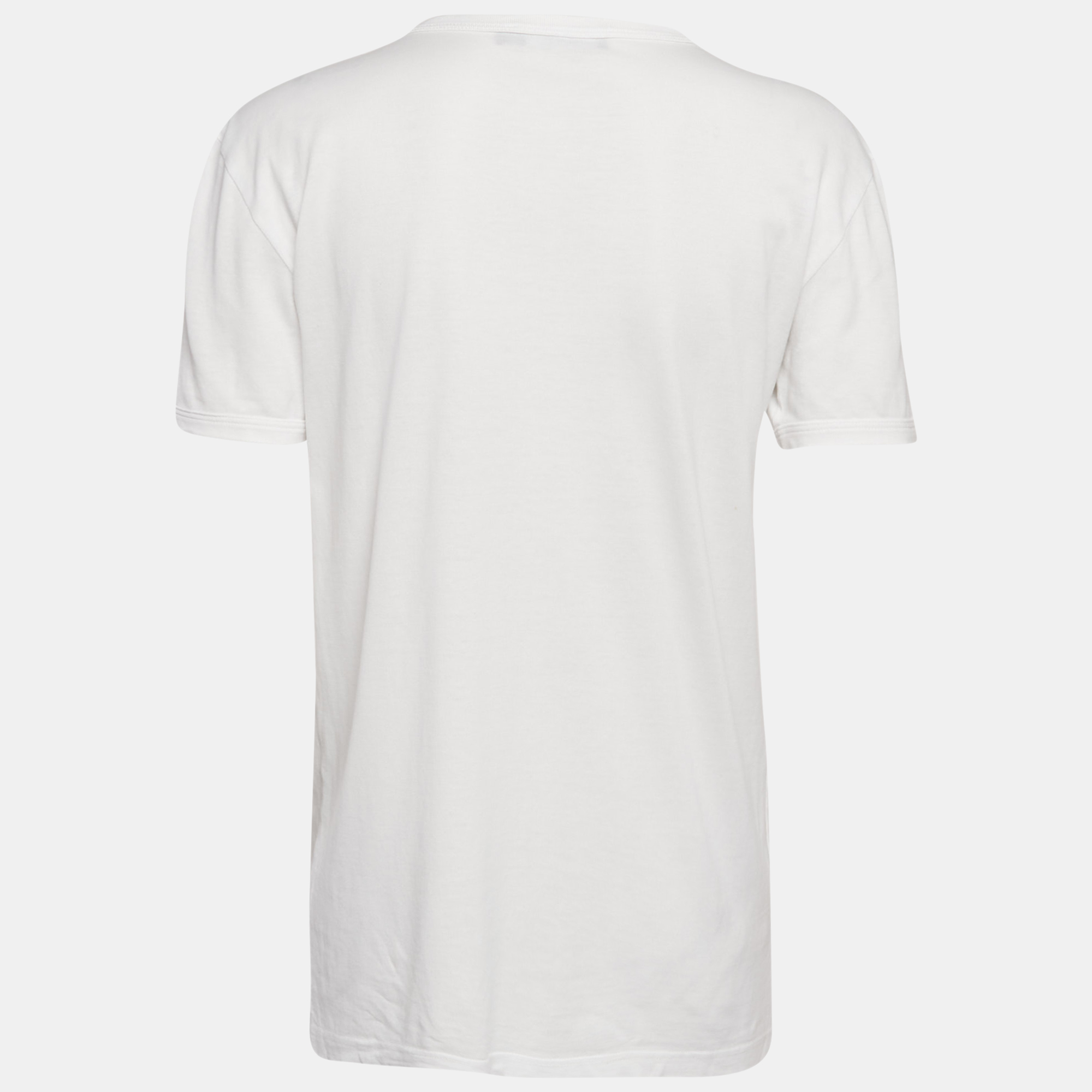 Dolce & Gabbana White Logo Print Jersey Crew Neck T-Shirt S 