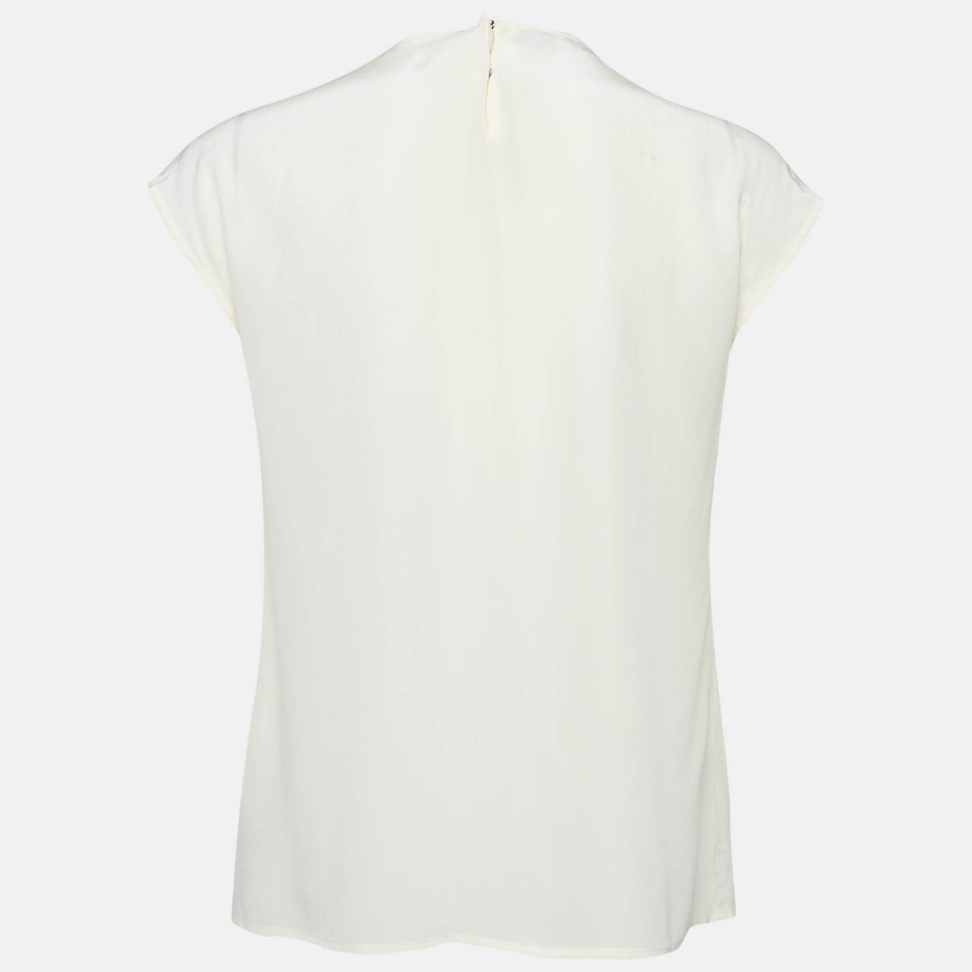 Dolce & Gabbana Cream Lace Trim Silk Sleeveless Blouse M 