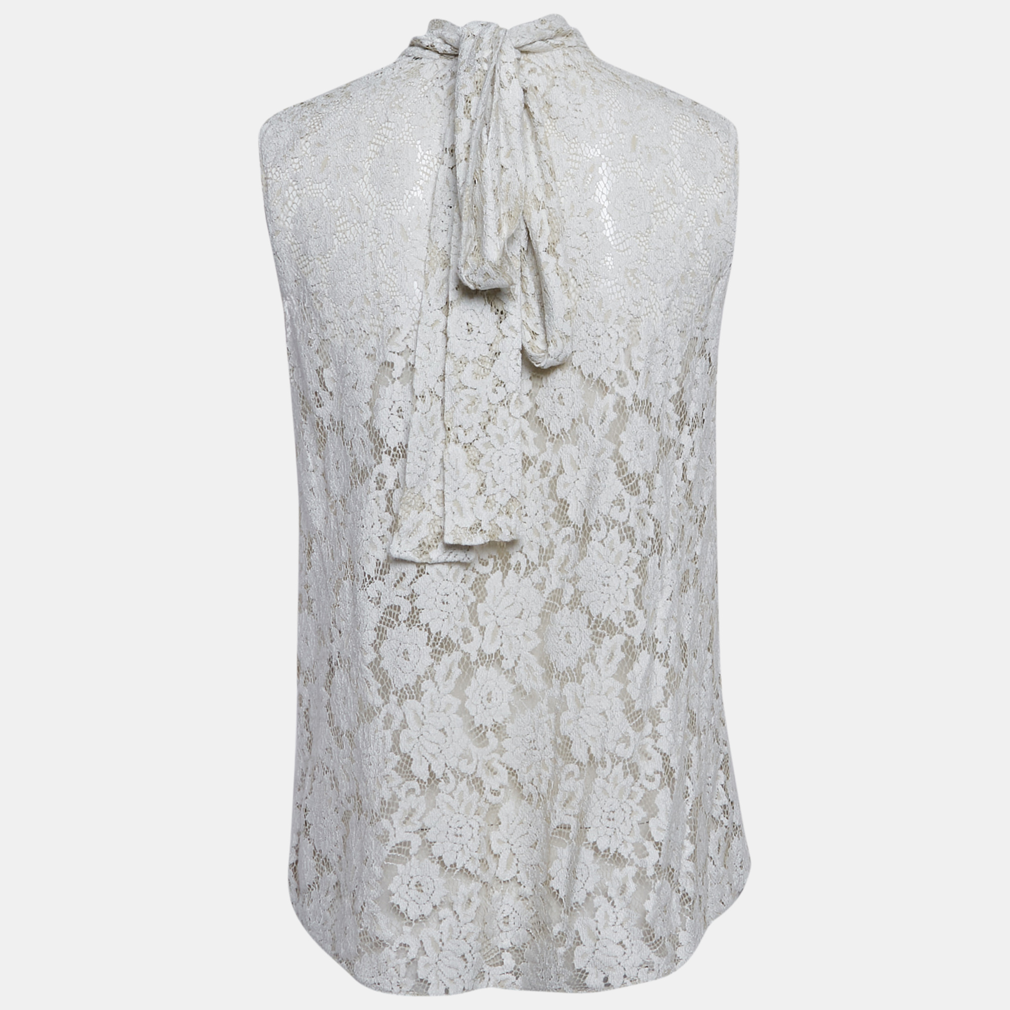 Dolce & Gabbana Cream Lace Sleeveless Top S 