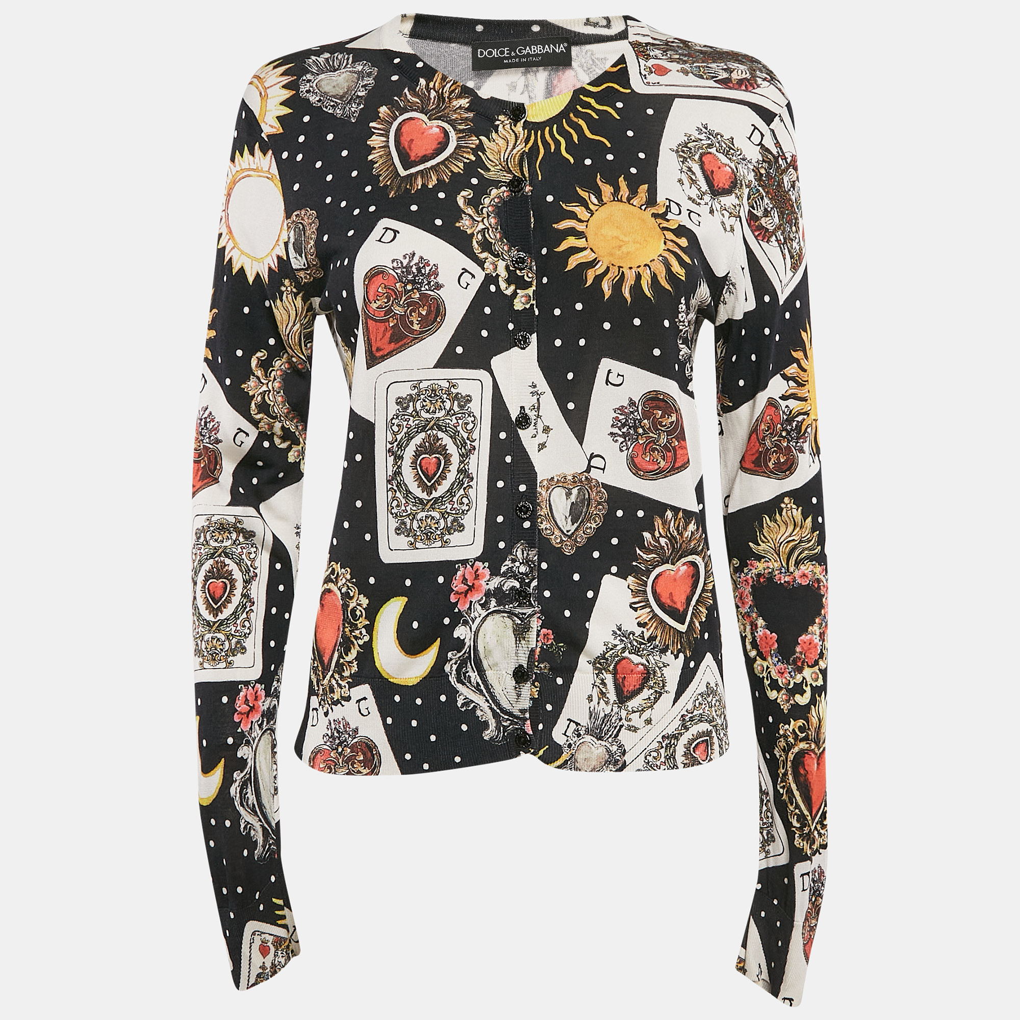 

Dolce & Gabbana Multicolor Printed Silk Knit Buttoned Cardigan M