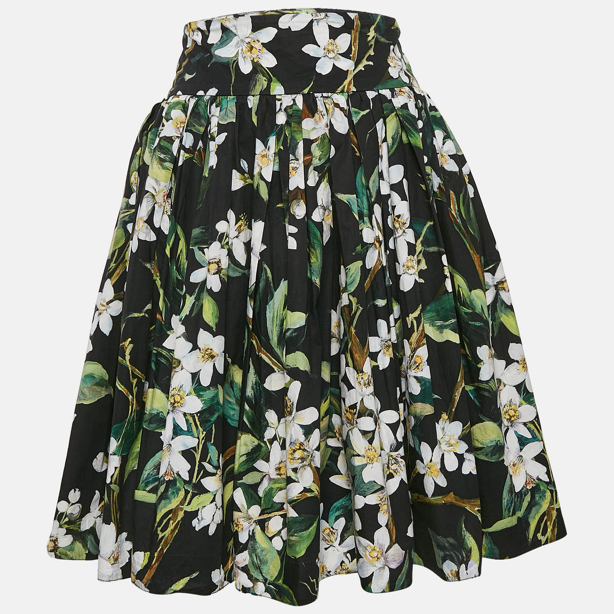 

Dolce & Gabbana Black Flowers Print Cotton Mini Skirt M