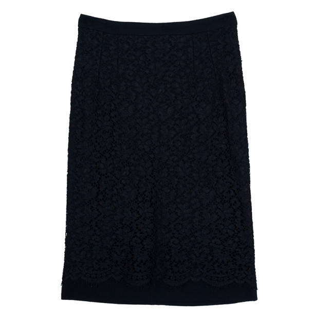 Pre Owned Dolce and Gabbana Lace Pencil Skirt M