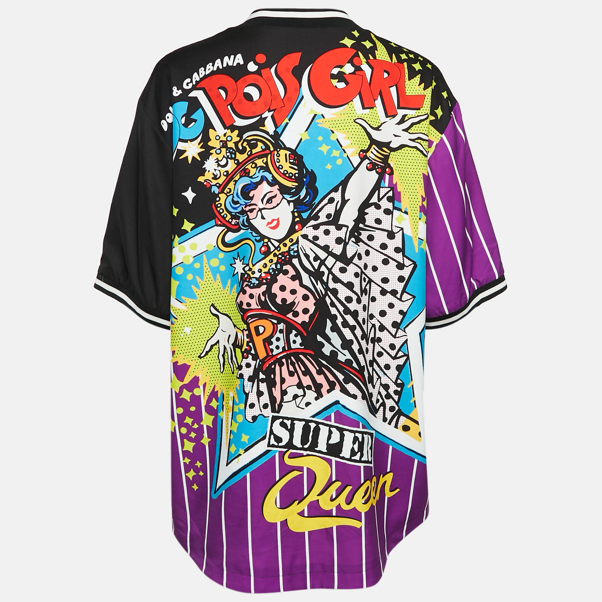 Dolce & Gabbana Multicolor Printed Crepe Button Front Top S 