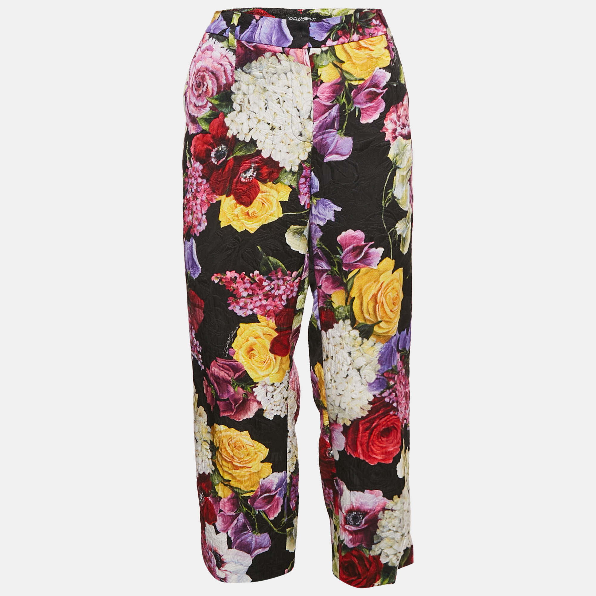 

Dolce & Gabbana Multicolor Floral Print Cotton Jacquard Trousers L