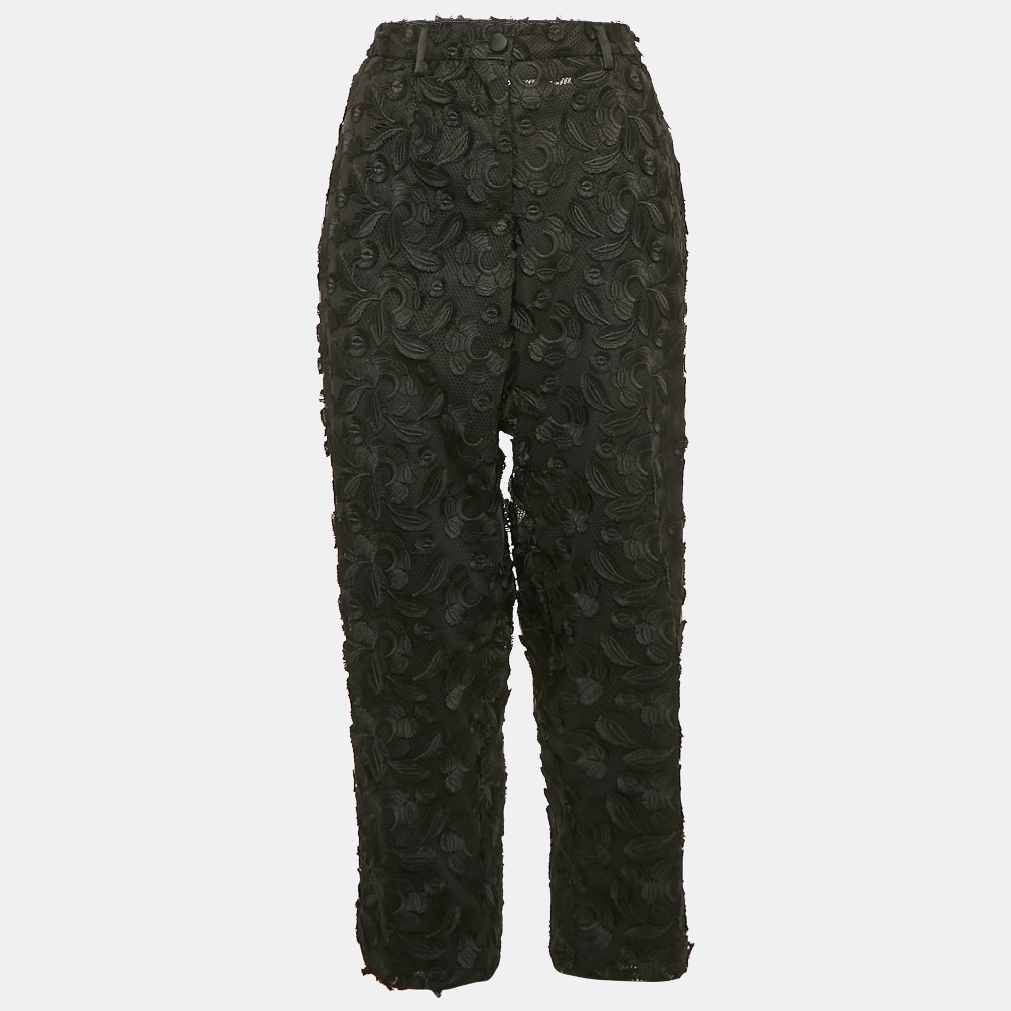 

Dolce & Gabbana Black Applique Detail Mesh and Tulle Trousers L