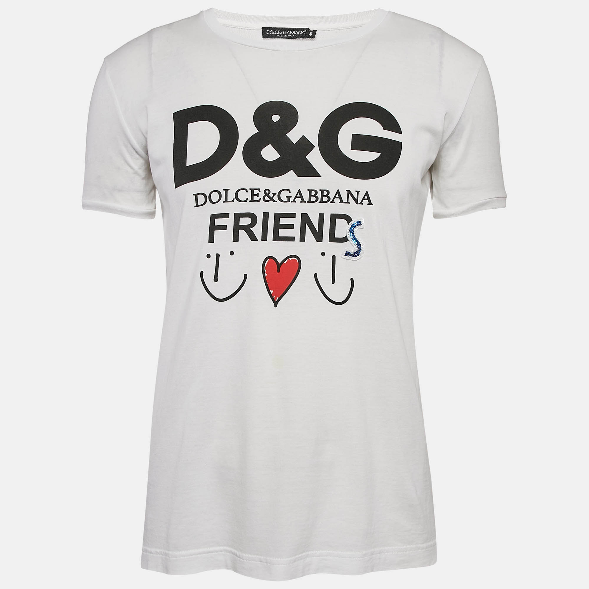 

Dolce & Gabbana White Printed Cotton T-Shirt S