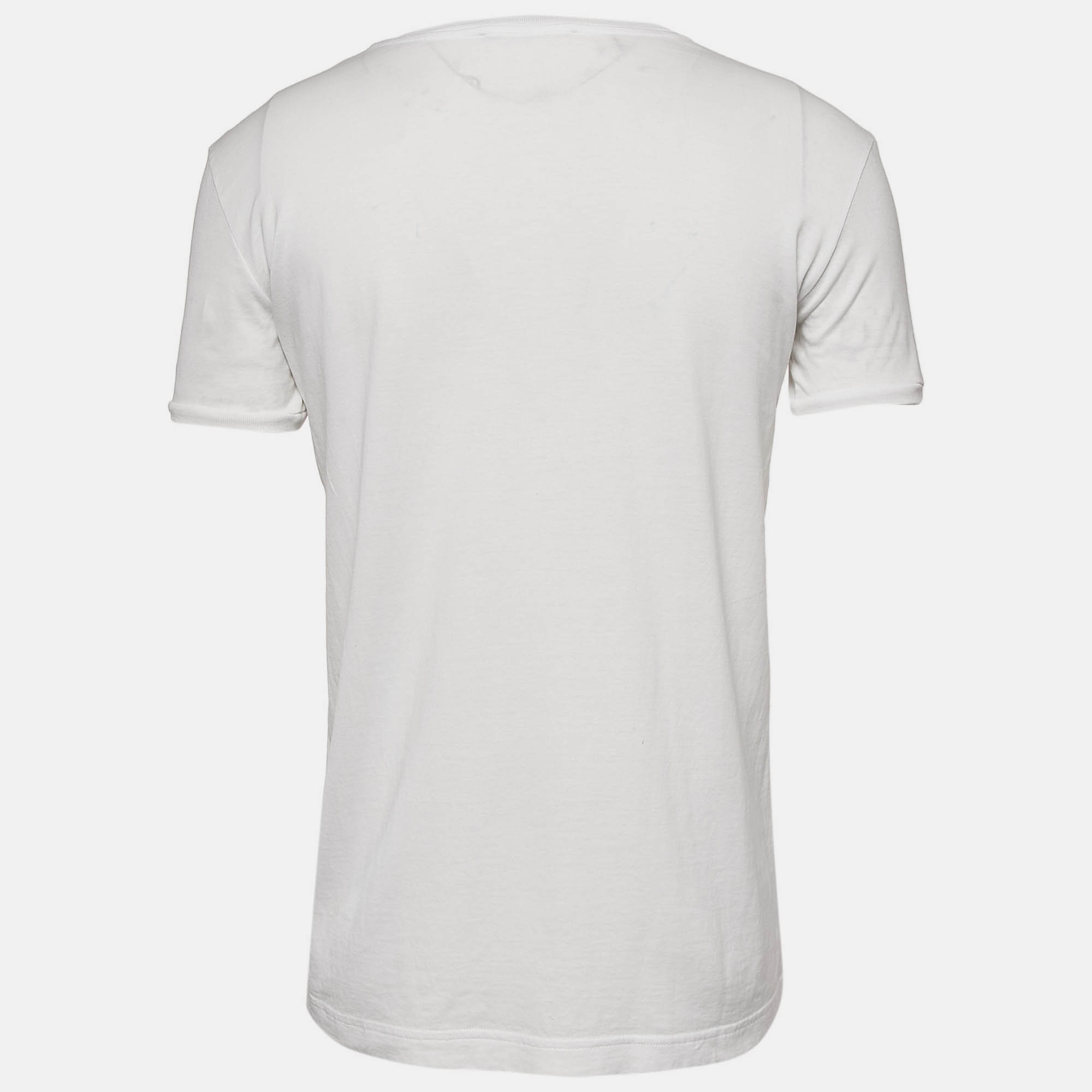 Dolce & Gabbana White Printed Cotton T-Shirt S 
