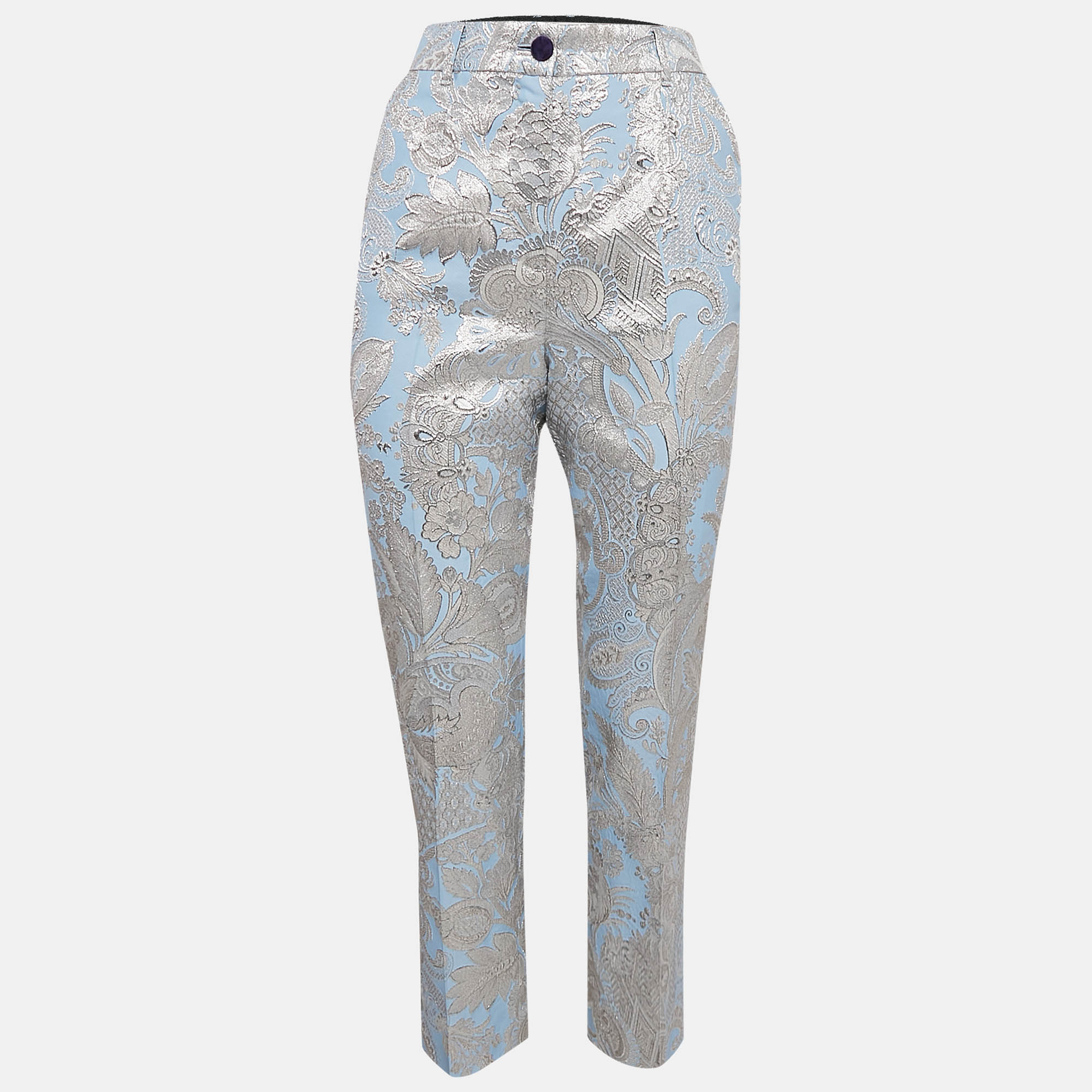 

Dolce & Gabbana Blue Lurex Crepe Jacquard Pants S