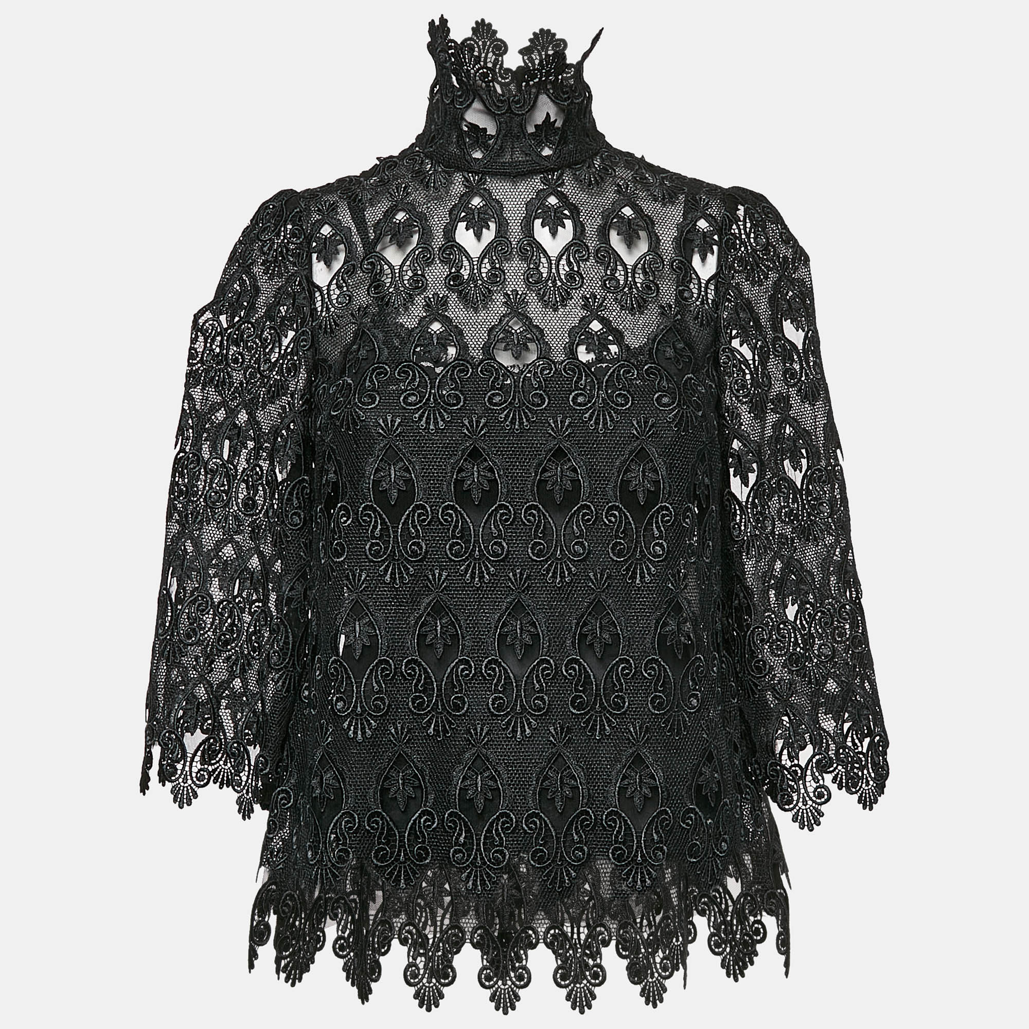 

Dolce & Gabbana Black Lace Bell Sleeve Top XS