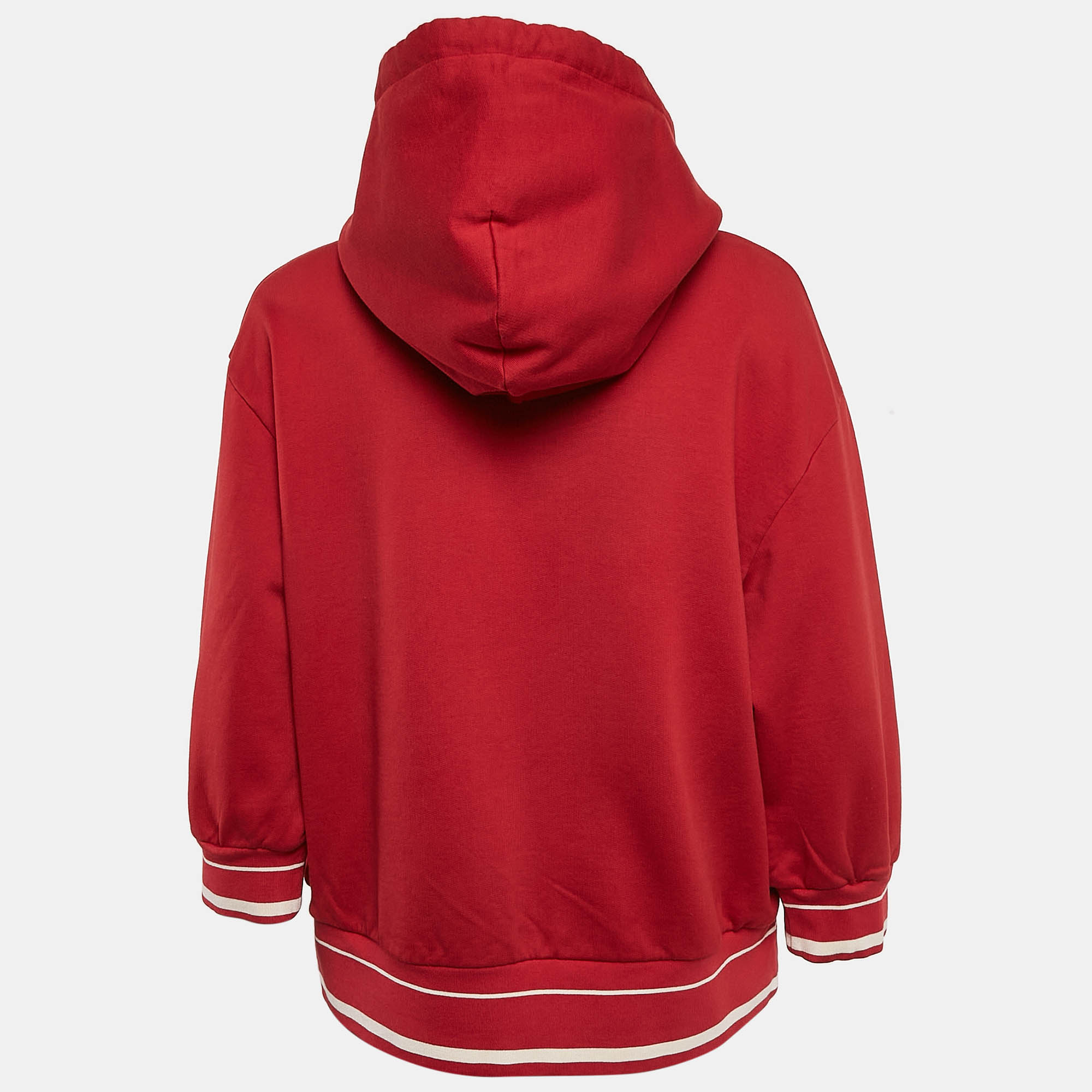 Dolce & Gabbana Red Printed Cotton Hoodie XS 