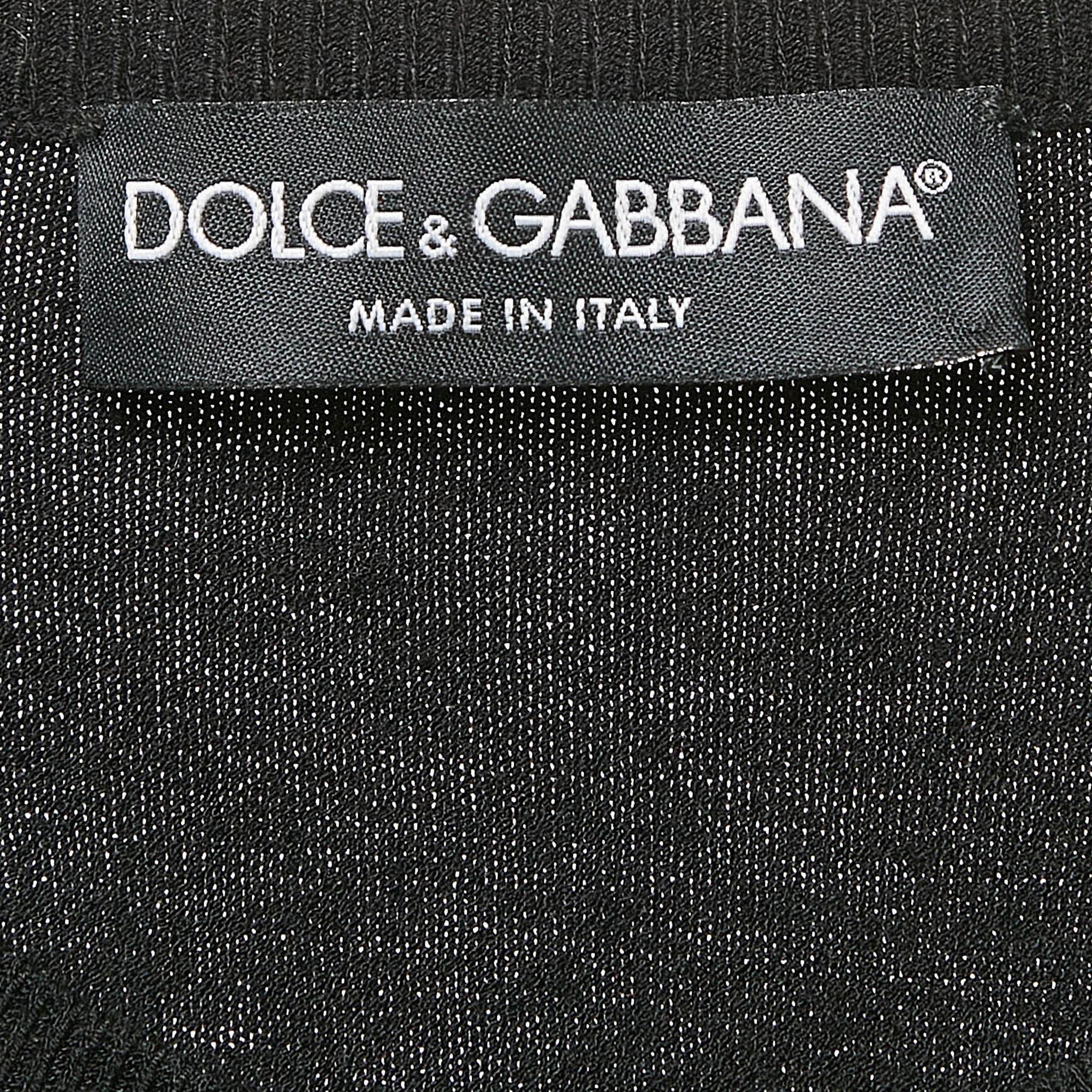 Dolce & Gabbana Black Jersey Logo Stud Detail Cardigan S 