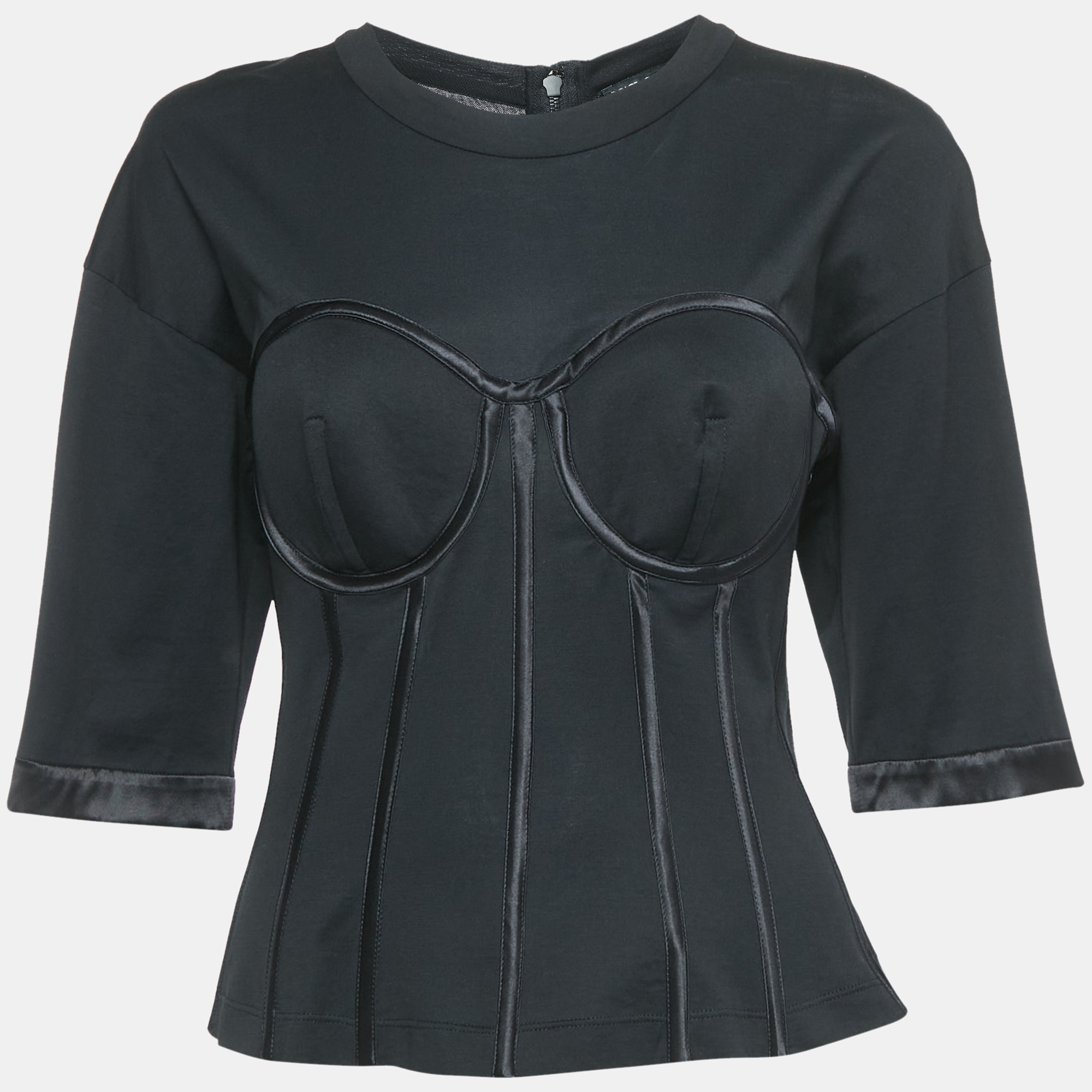 

Dolce & Gabbana Black Cotton Knit Bustier Top M