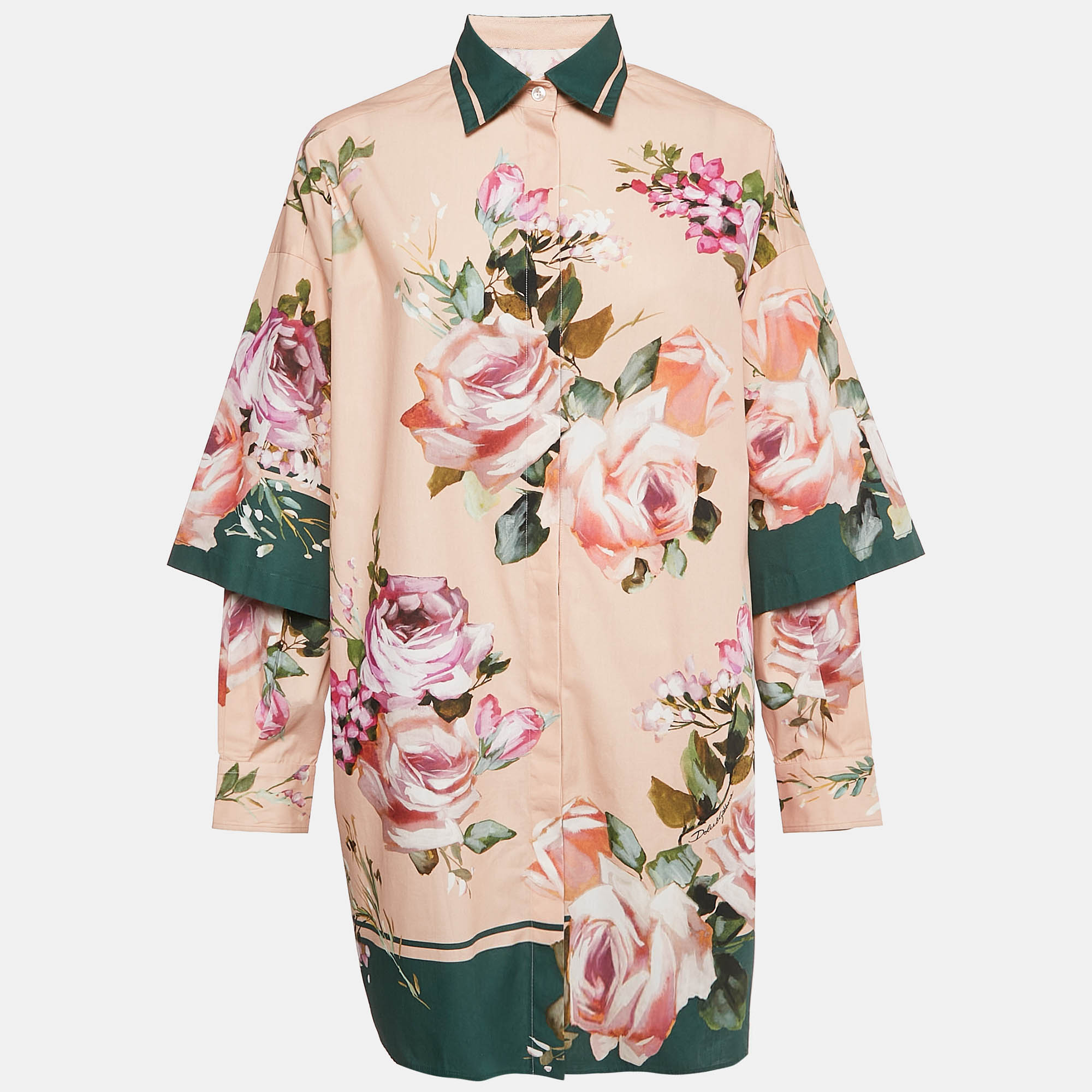 

Dolce & Gabbana Pink Floral Print Button Front Shirt Dress M