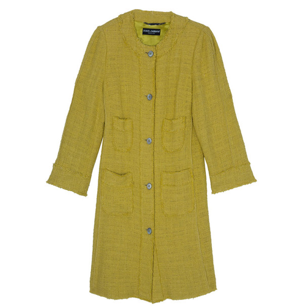 مملوكة مسبقًا Dolce and Gabbana Yellow Tweed Coat M
