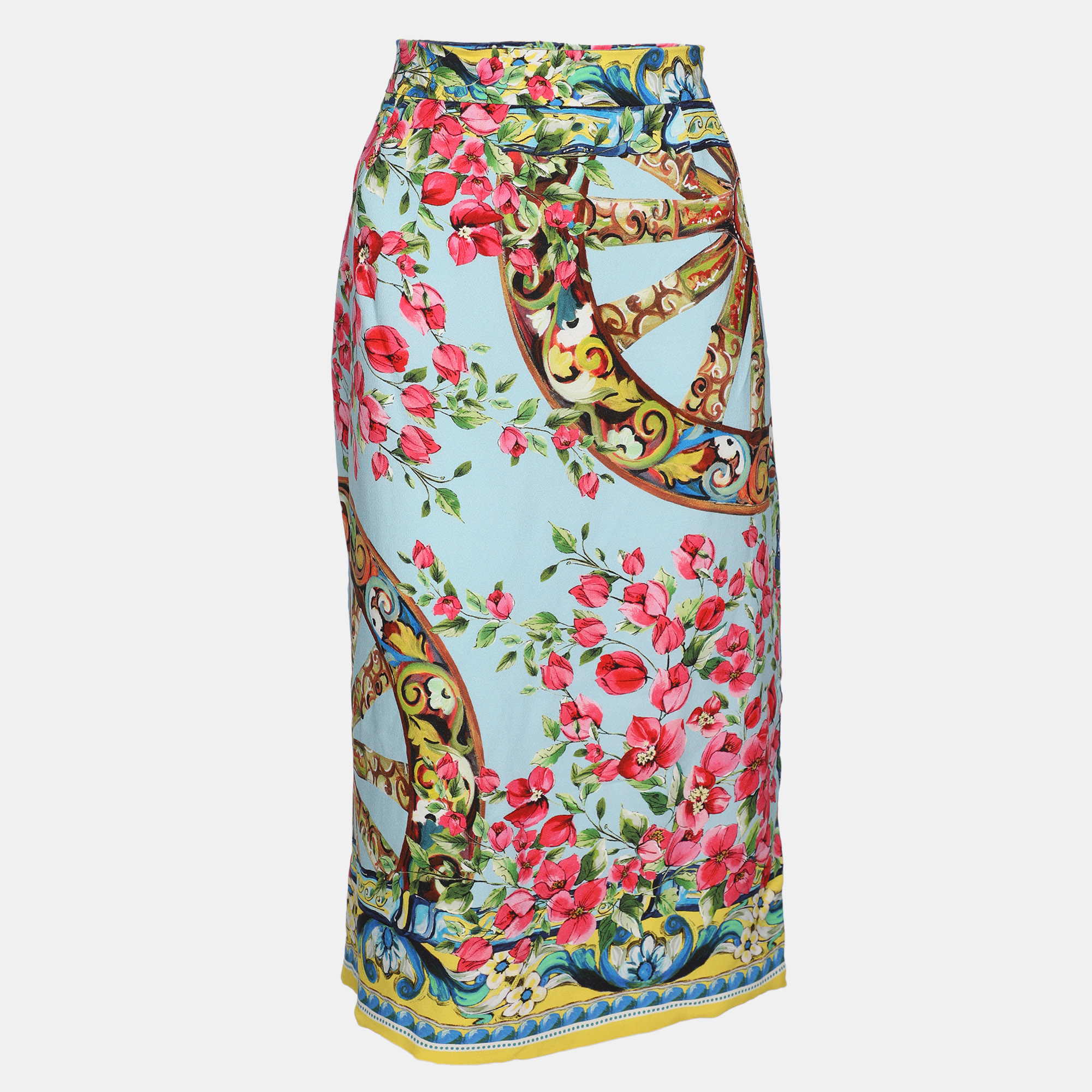 

Dolce & Gabbana Multicolor Floral Print Viscose Midi Skirt L