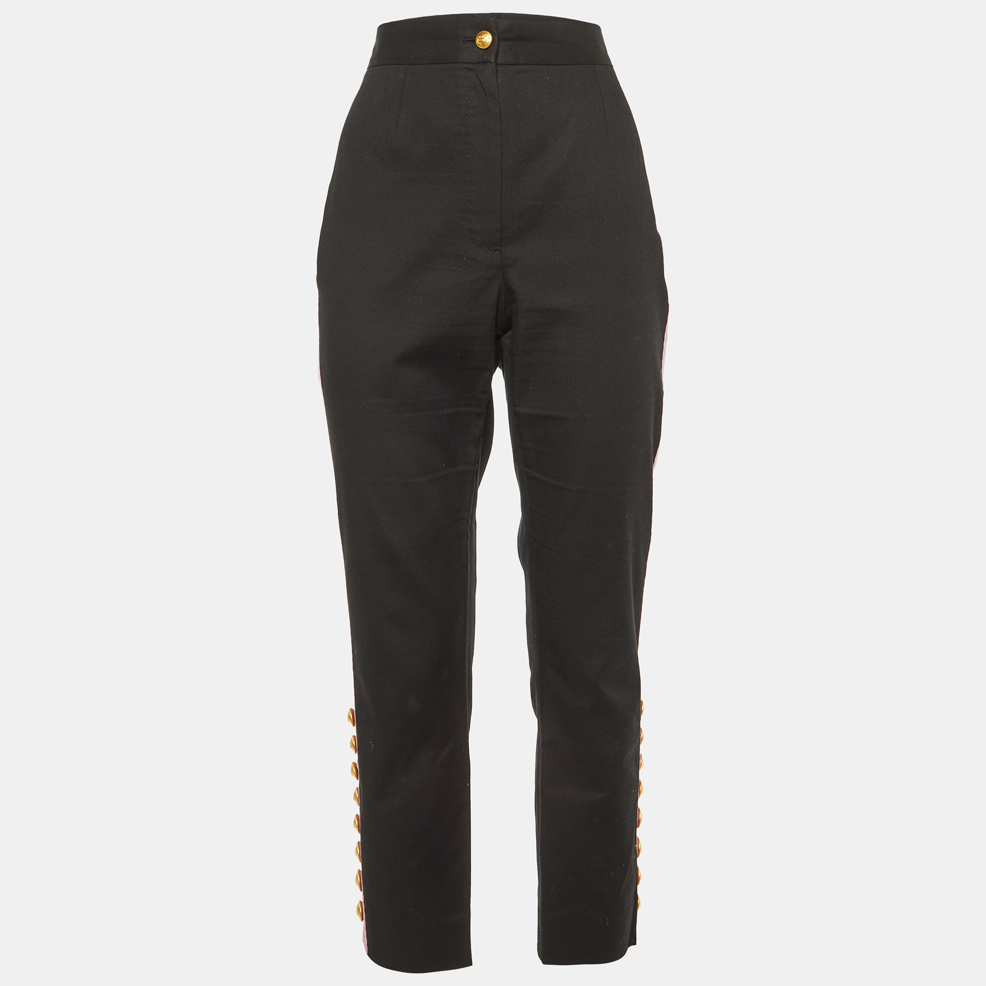 

Dolce & Gabbana Black Cotton Contrast Tape Detail Trousers L