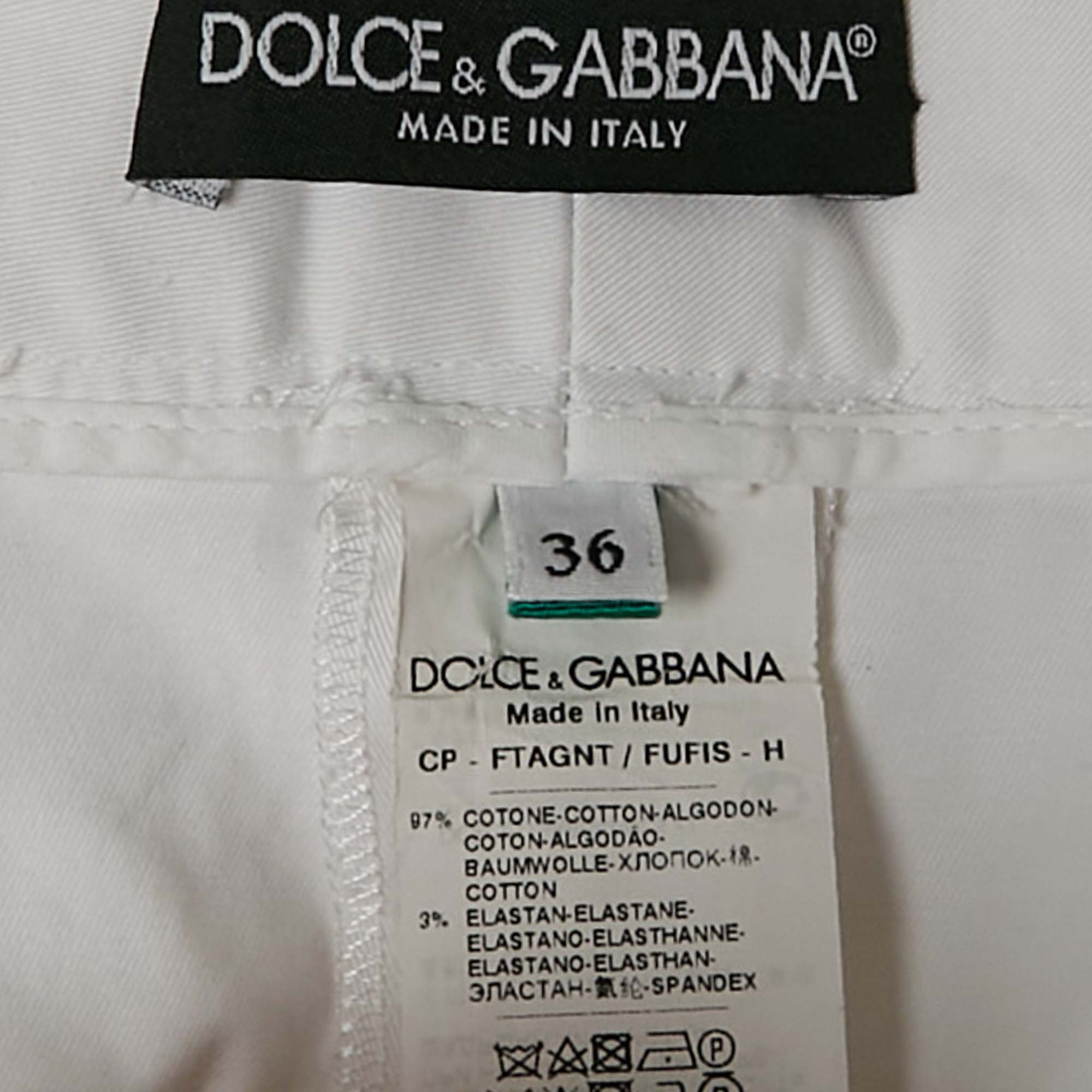 Dolce & Gabbana White Cotton Skinny Pants XS 