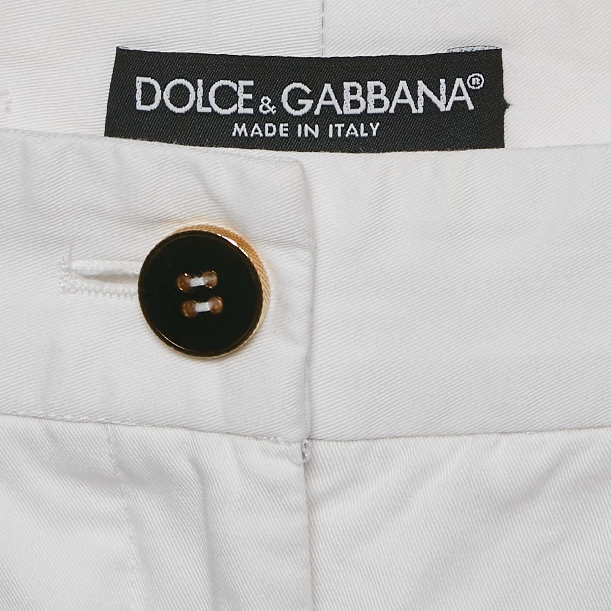 Dolce & Gabbana White Cotton Skinny Pants XS 