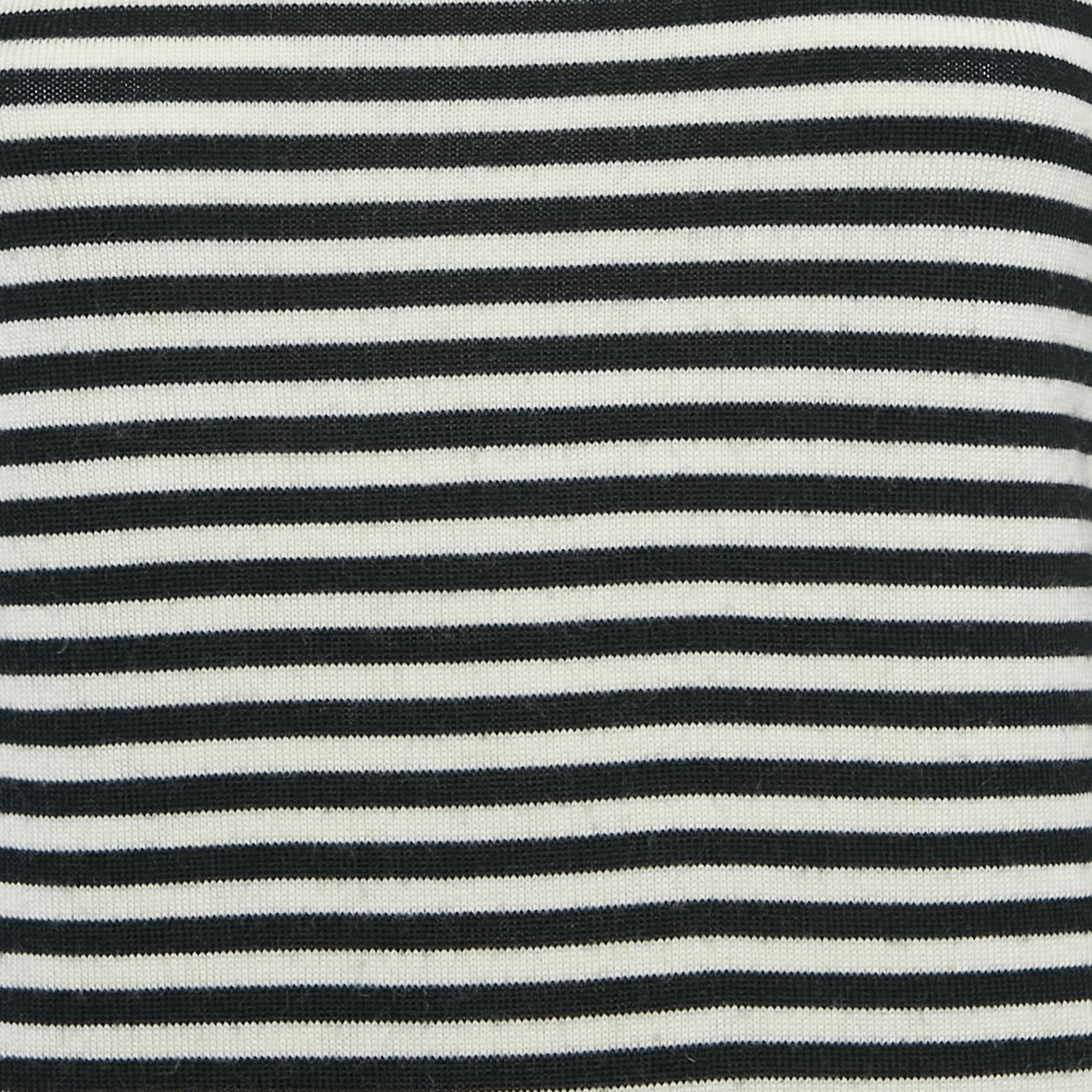 Dolce & Gabbana Black/White Stripe Long Sleeve Wool Sweater Top S 