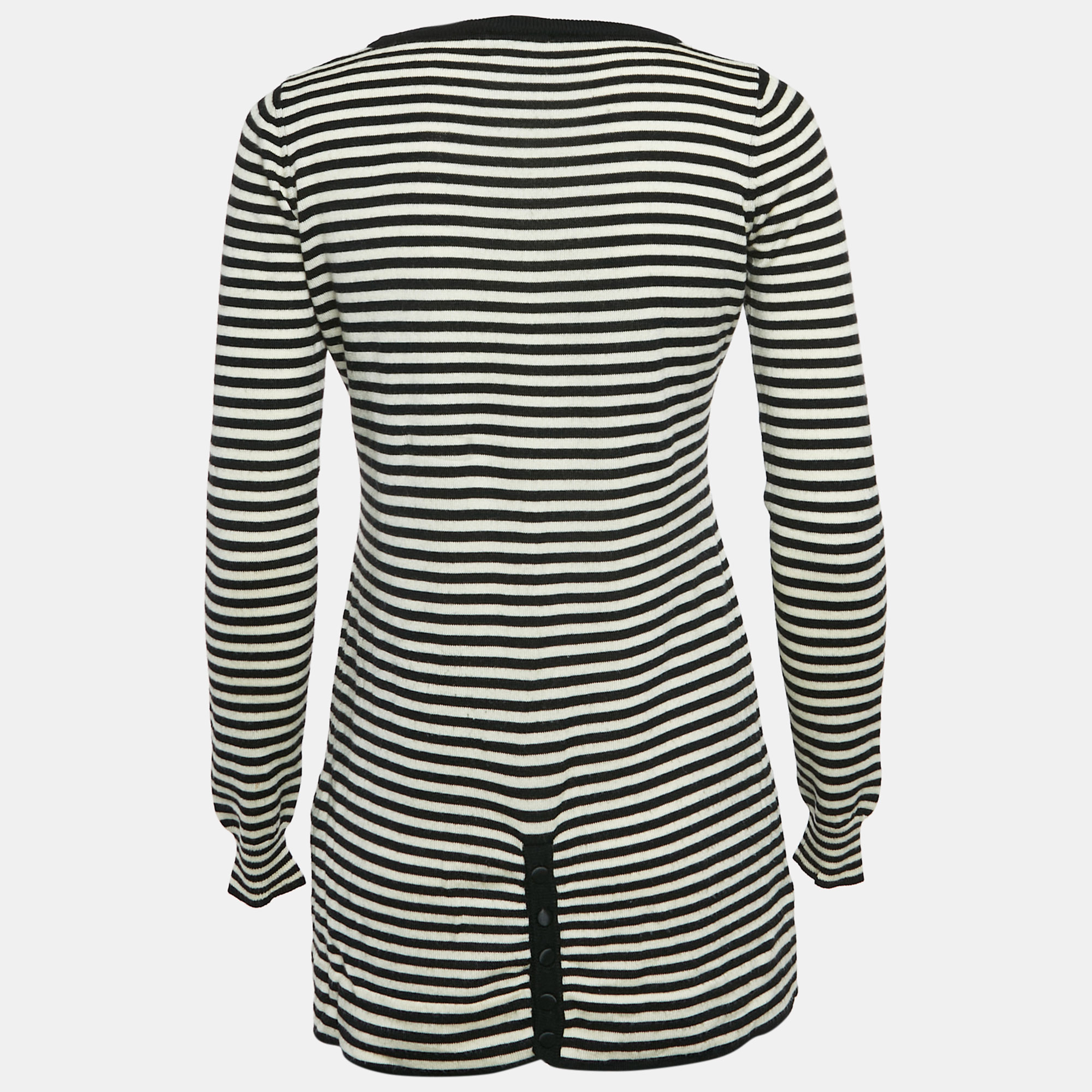 Dolce & Gabbana Black/White Stripe Long Sleeve Wool Sweater Top S 