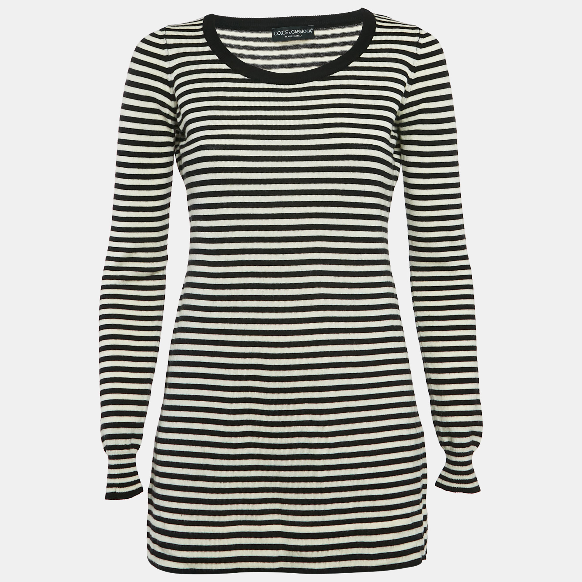 

Dolce & Gabbana Black/White Stripe Long Sleeve Wool Sweater Top S