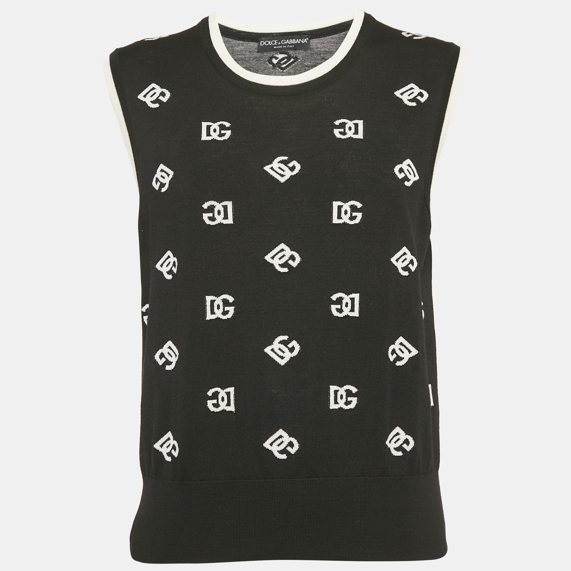 

Dolce & Gabbana Black DG Intarsia Knit Sleeveless Top XL