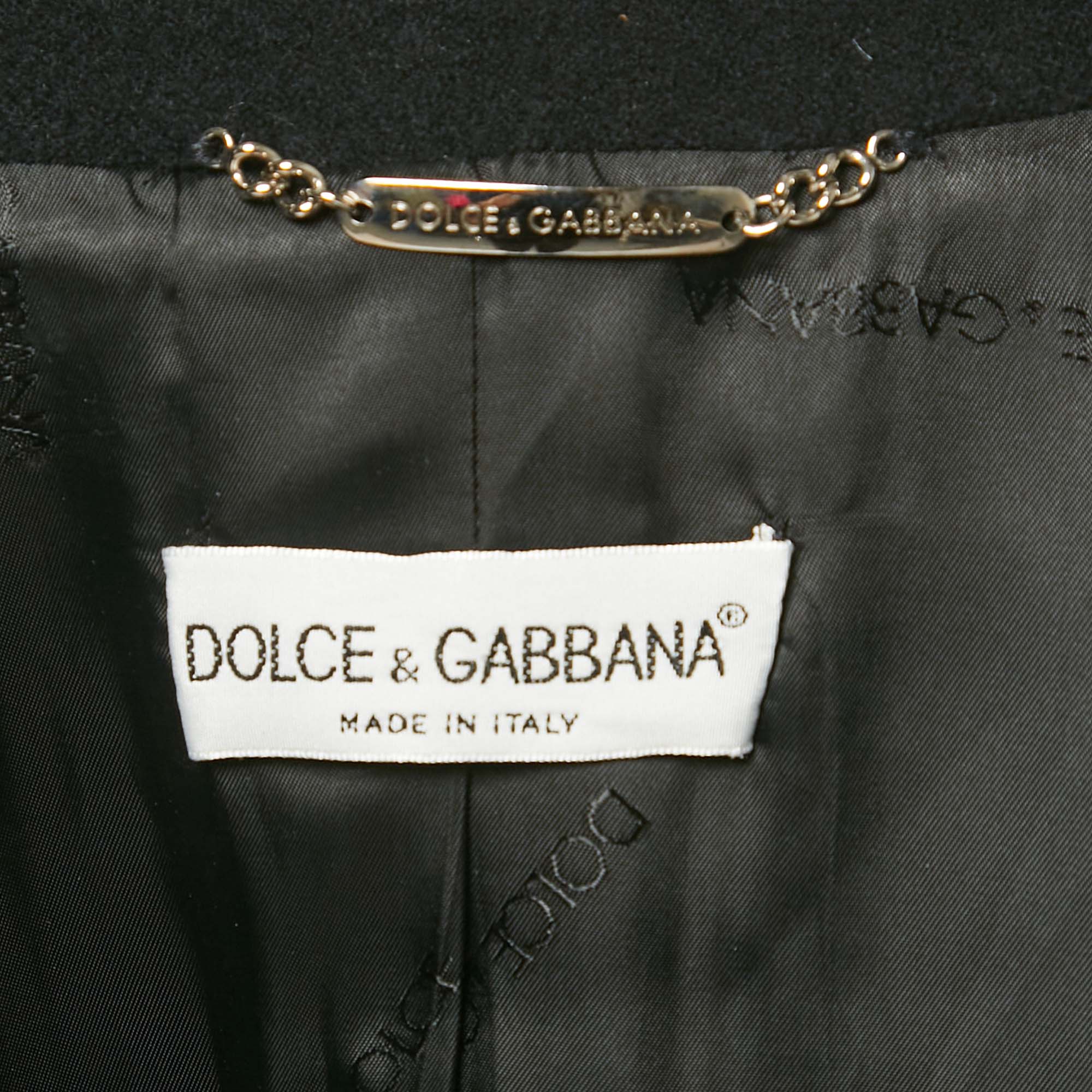 Dolce & Gabbana Vintage Black Felt Wool Jacket M 