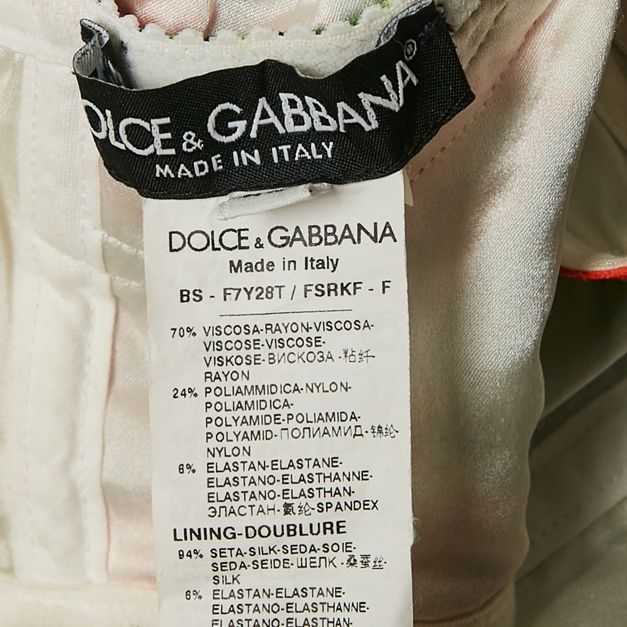 Dolce & Gabbana Multicolor Floral Print Crepe and Cotton Bustier Top and Midi Skirt Set M 