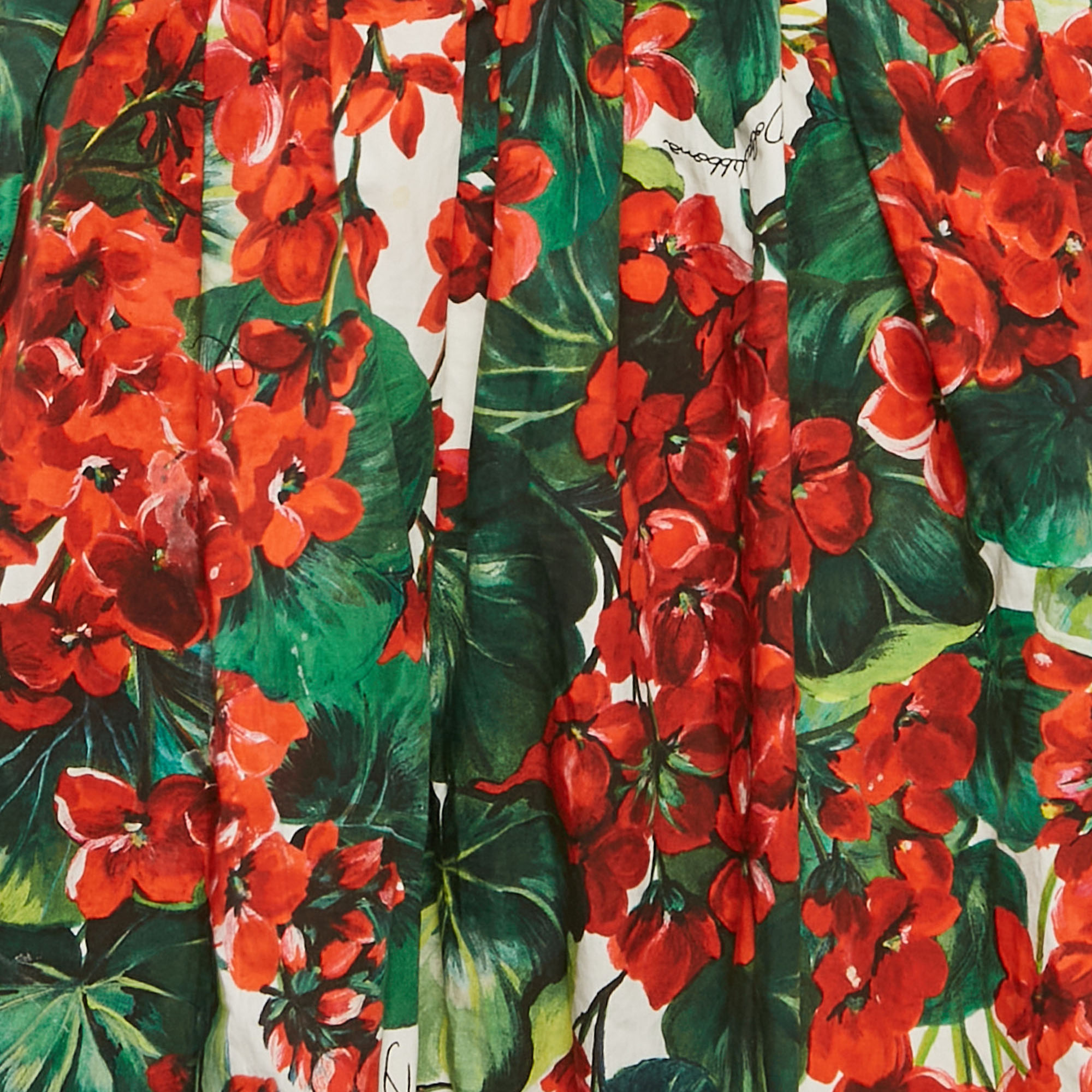 Dolce & Gabbana Multicolor Floral Print Crepe and Cotton Bustier Top and Midi Skirt Set M 