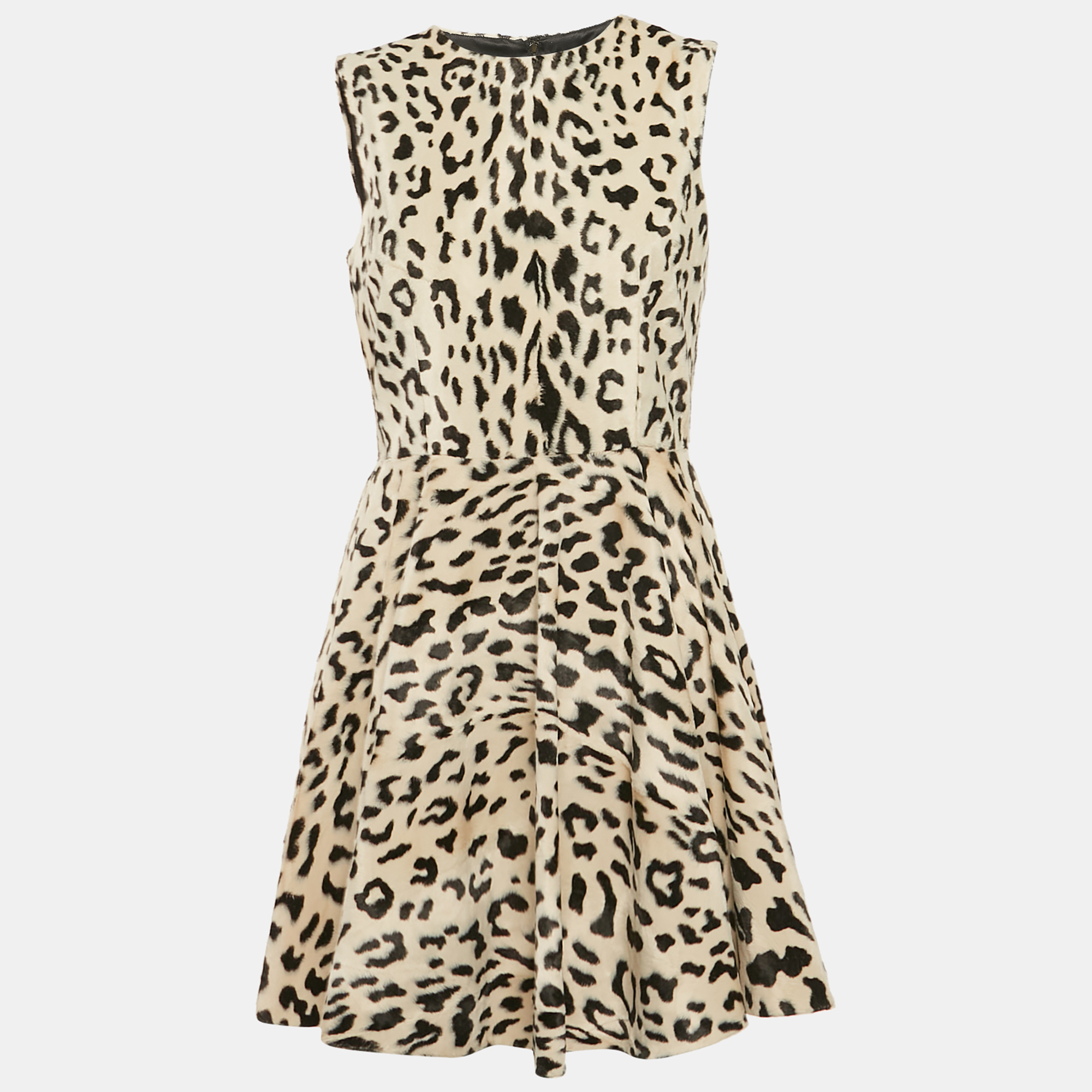 

Dolce & Gabbana Leopard Print Textured Cotton Sleeveless Mini Dress M, Beige