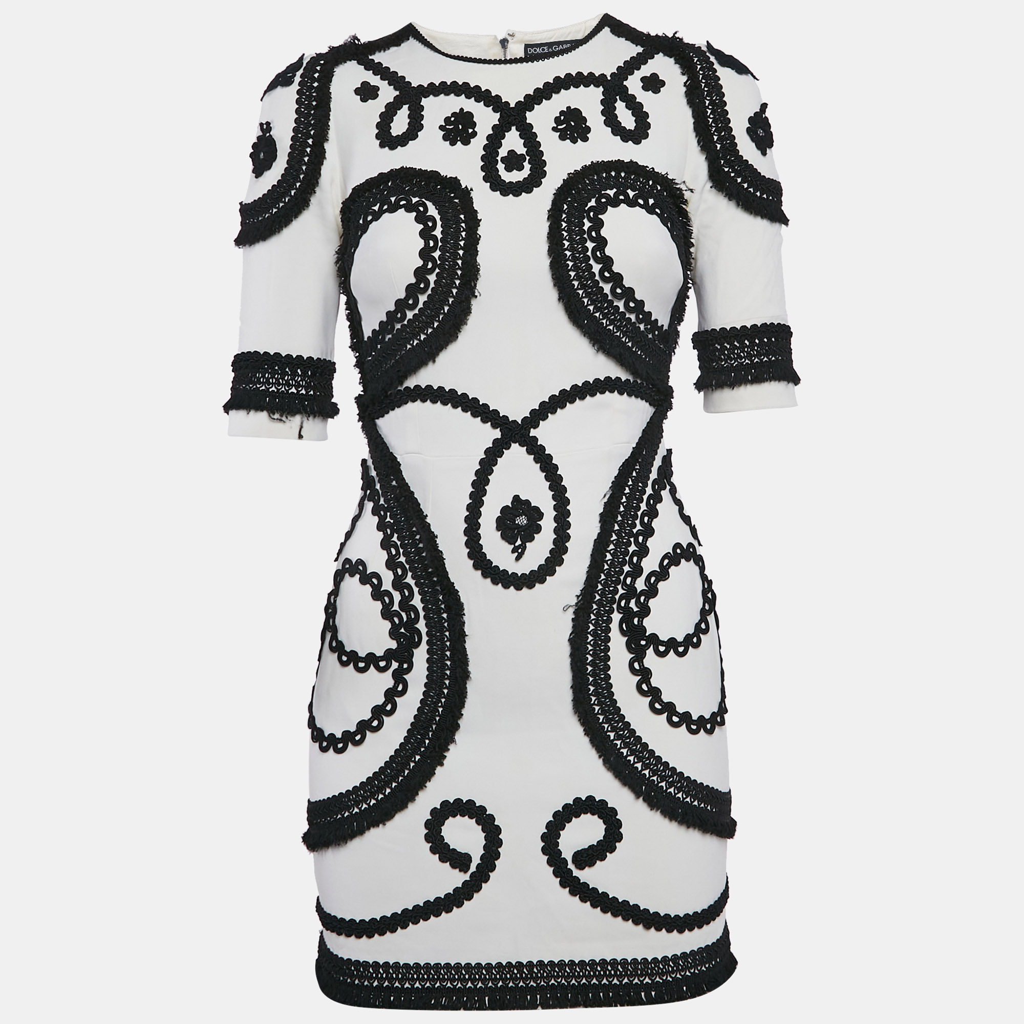 

Dolce & Gabbana White Embroidered Crepe Mini Dress S