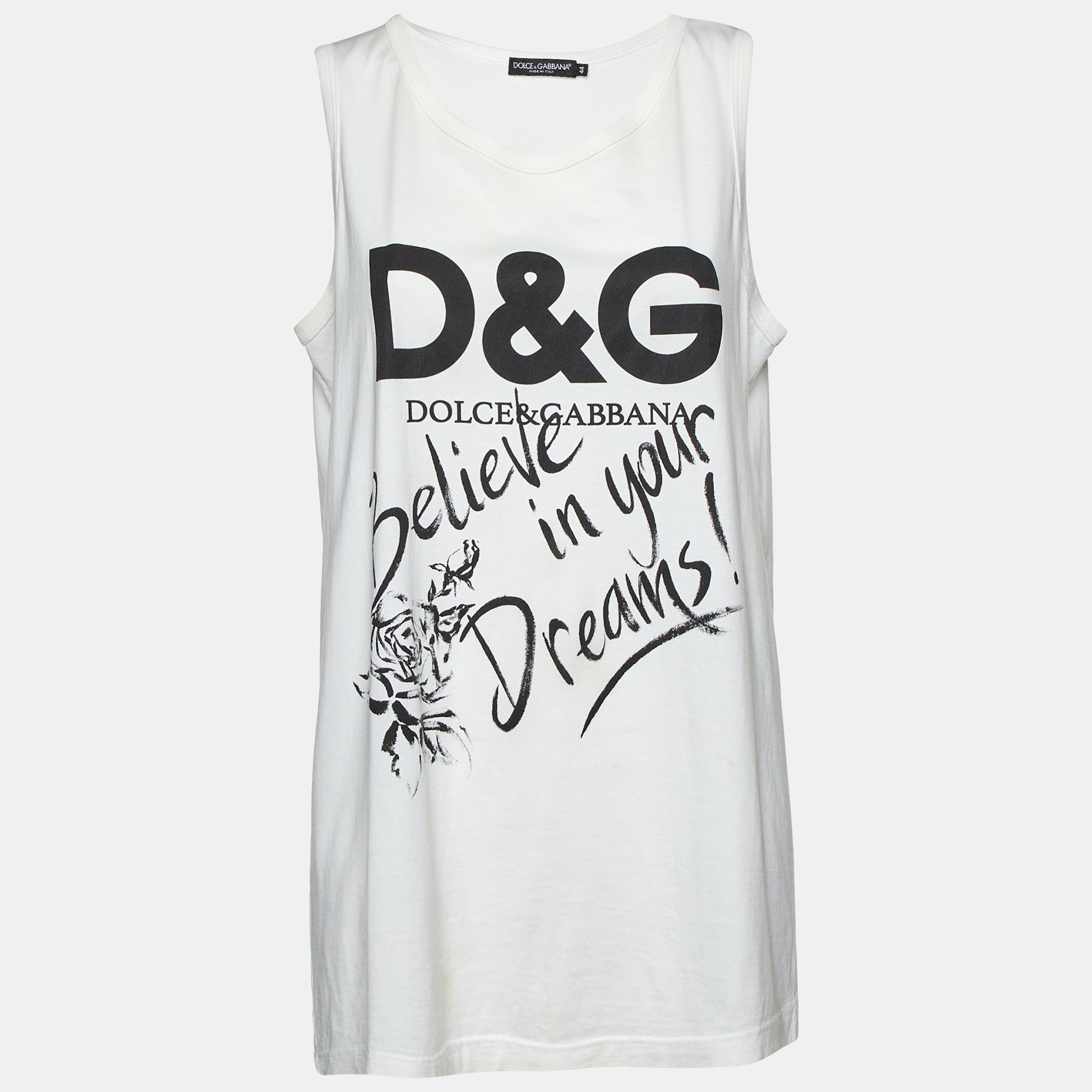 

Dolce & Gabbana White Printed Cotton Jersey Vest Top L