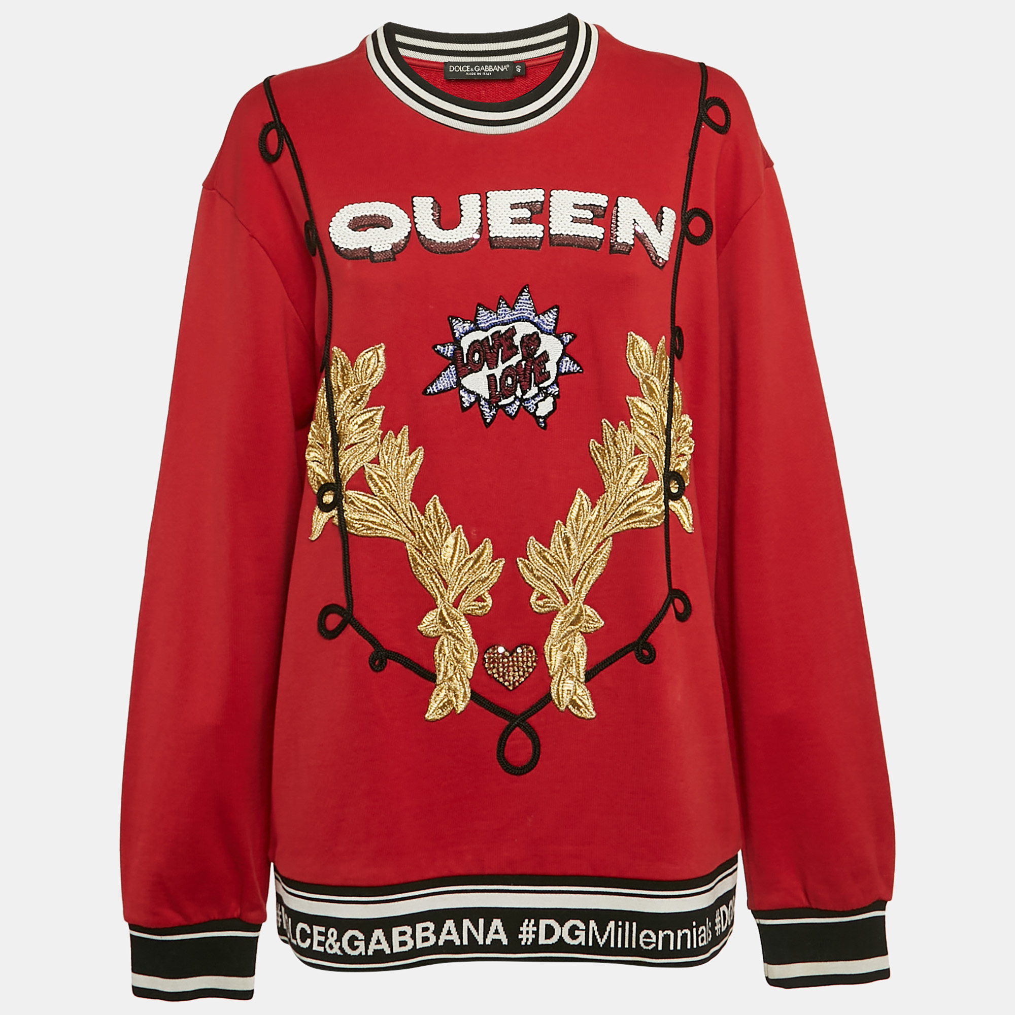 

Dolce & Gabbana Red Queen Love Applique Cotton Sweatshirt S