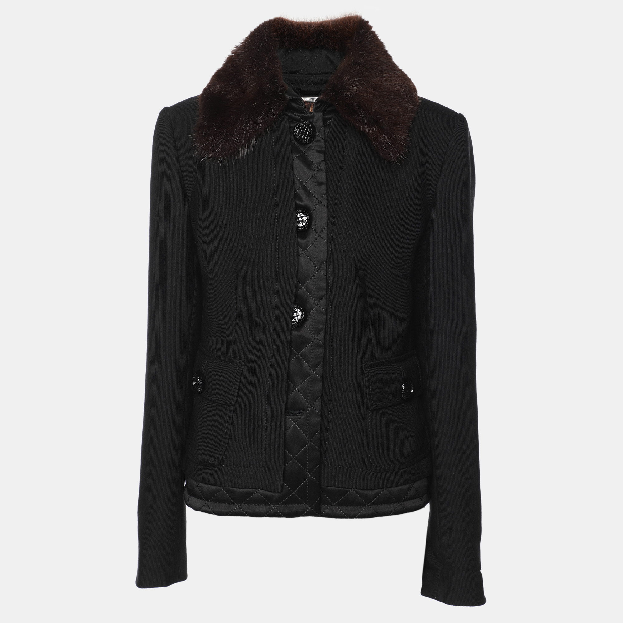 

Dolce & Gabbana Black Wool Fur Jacket M