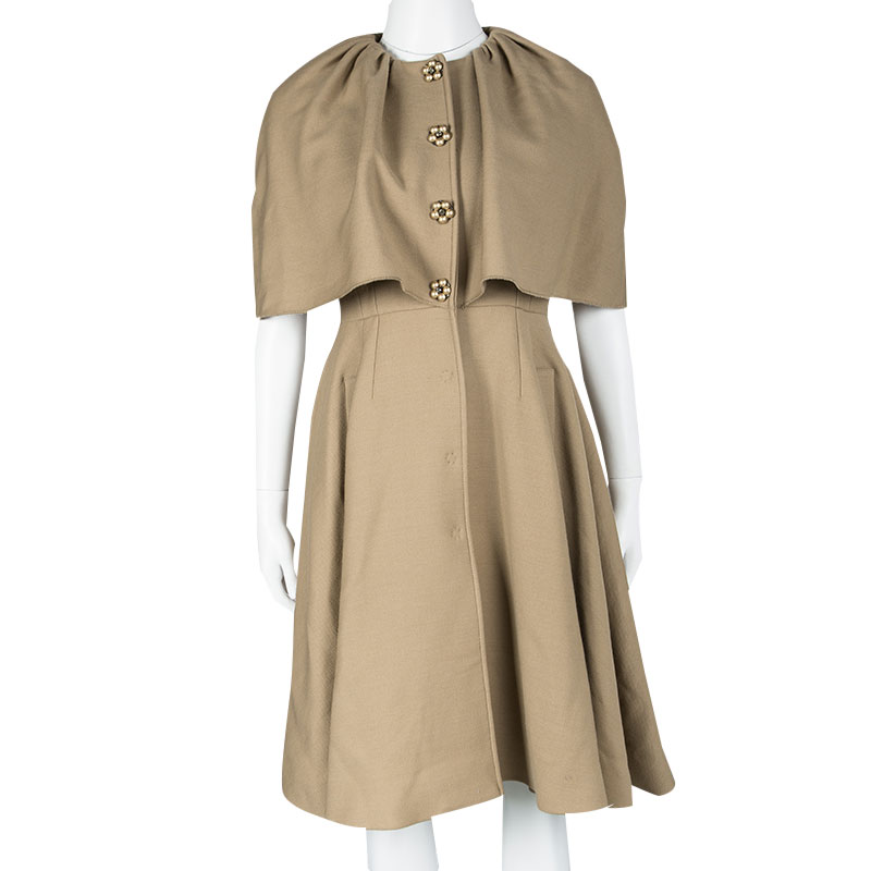 

Dolce and Gabbana FW'12 Barouque Collection Brown Wool Cape Detail Dress Coat