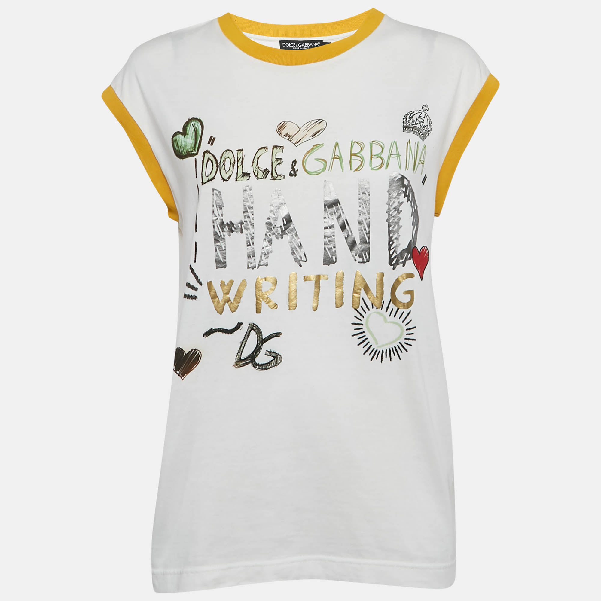 

Dolce & Gabbana White Printed Cotton Sleeveless T-Shirt XS