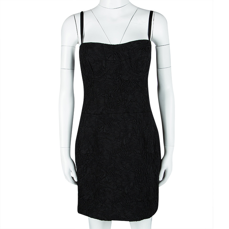 

Dolce and Gabbana Black Textured Jacquard Sleeveless Dress