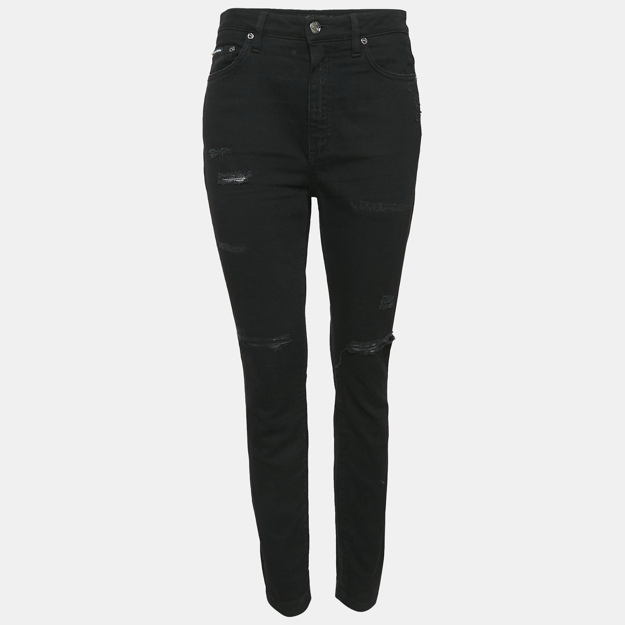 

Dolce & Gabbana Black Ripped Denim Skinny Jeans M Waist 29"