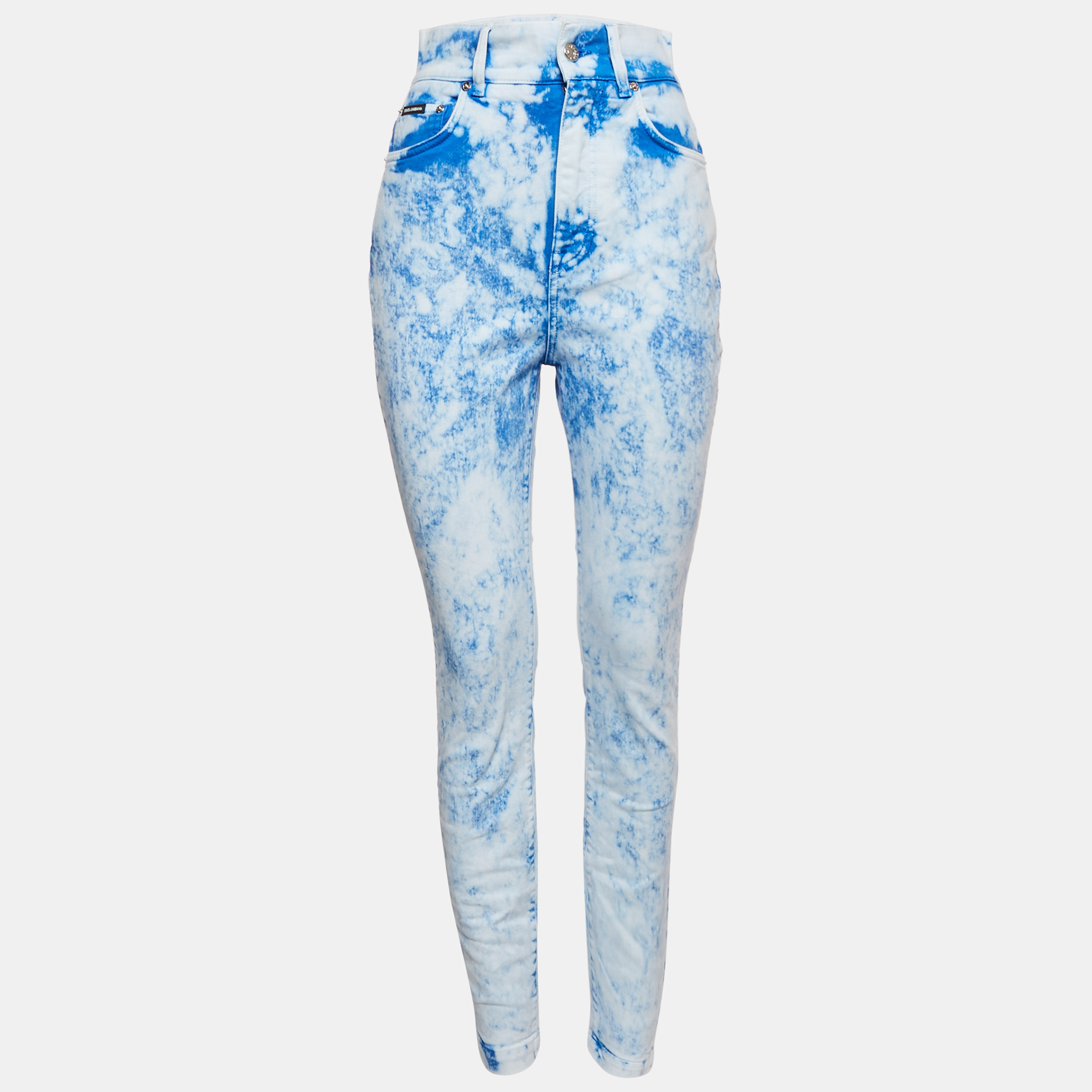 

Dolce & Gabbana White/Blue Tie-Dye Denim Jeans M Waist 28"
