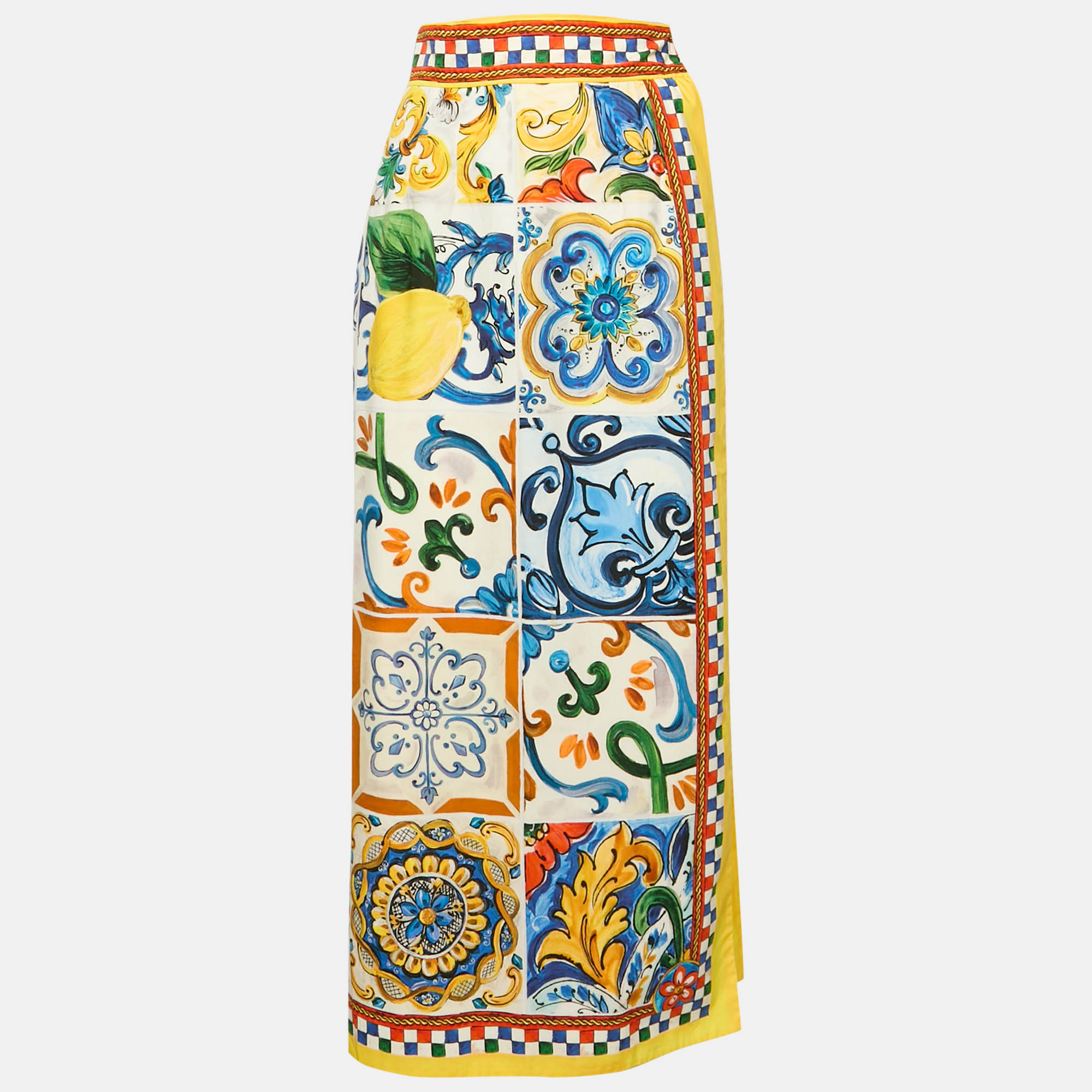 

Dolce & Gabbana Multicolor Majolica Print Cotton Long Skirt S