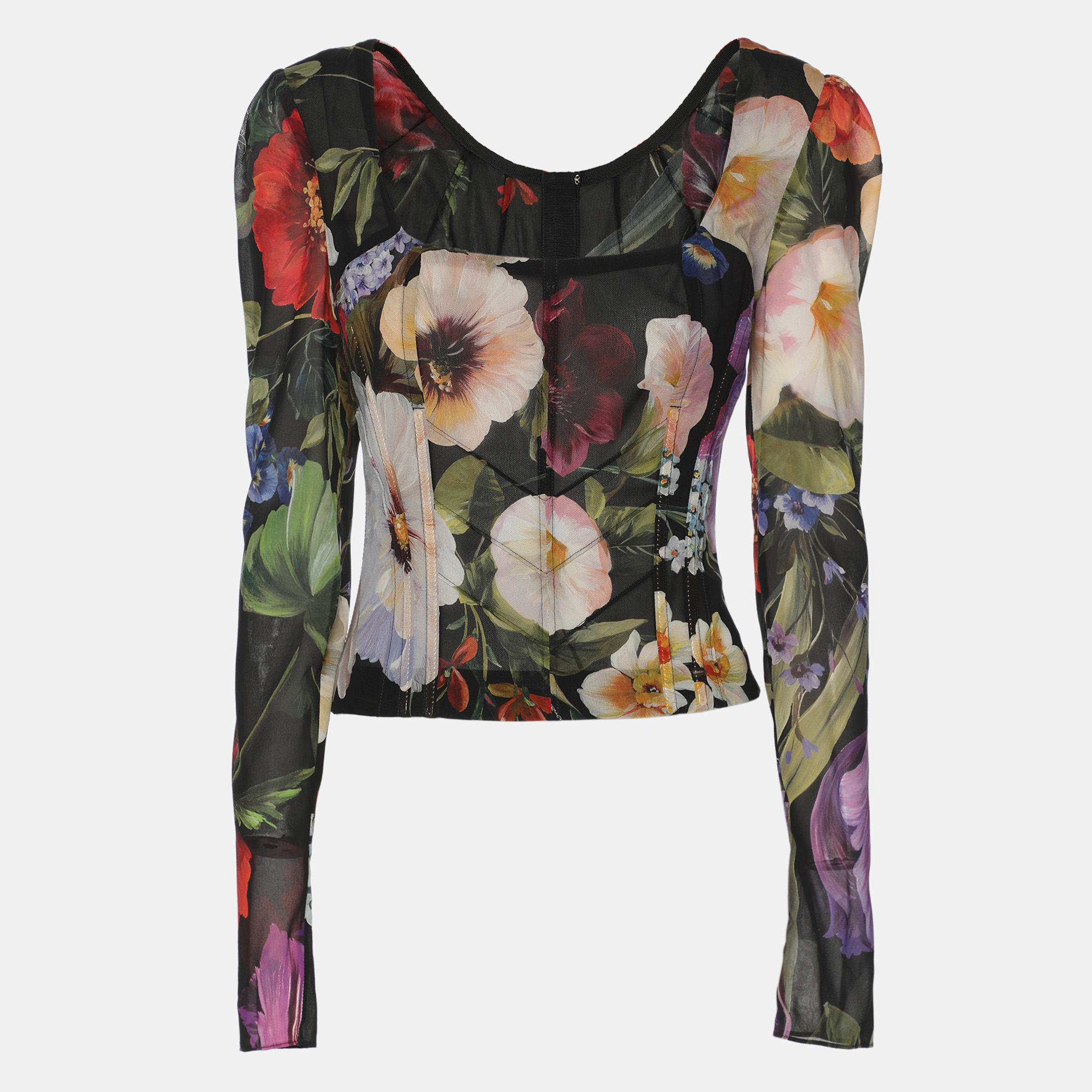 

Dolce & Gabbana Multicolor Floral Print Silk Blouse S
