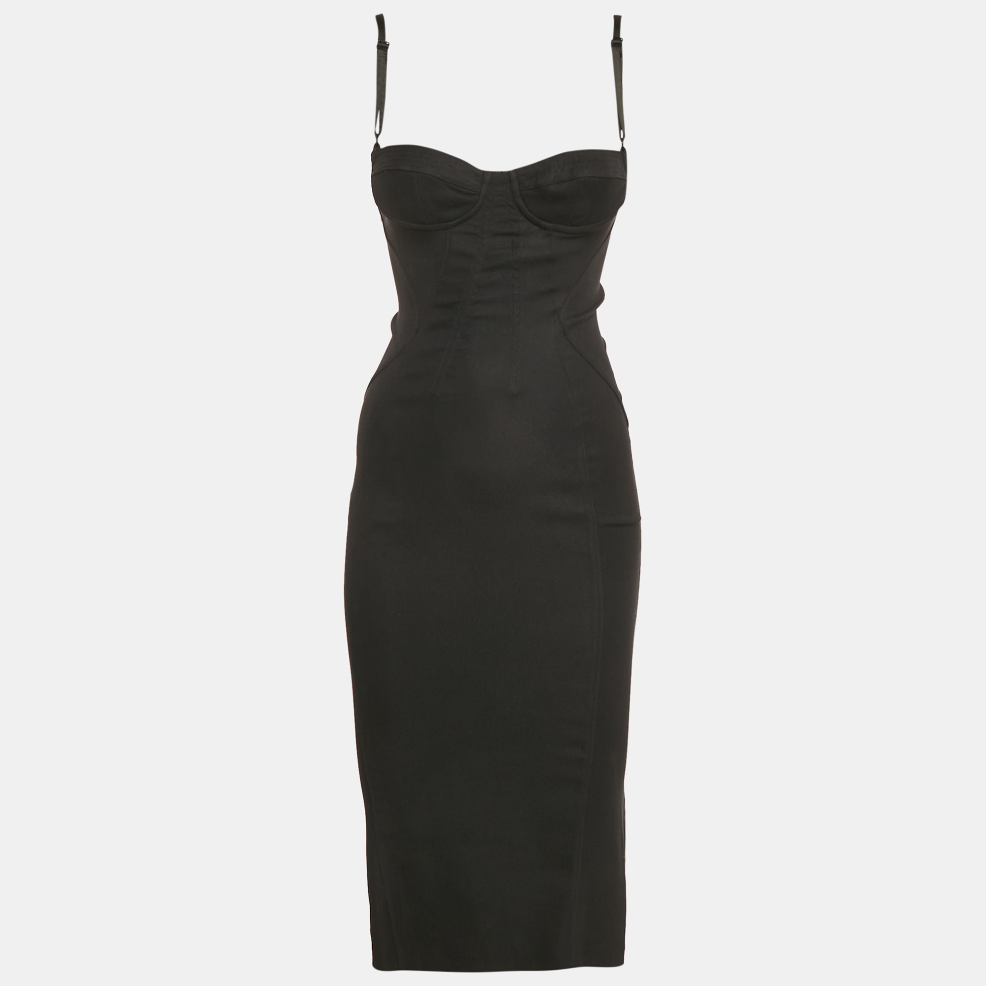 

Dolce & Gabbana Black Crepe Sleeveless Midi Dress S