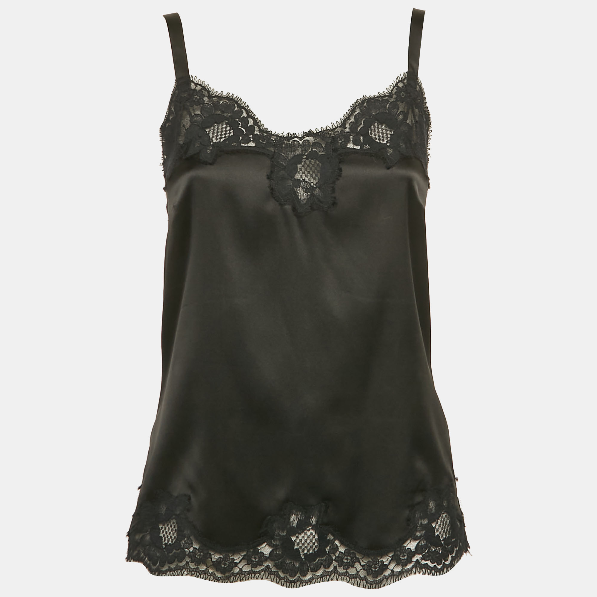 

Dolce & Gabbana Black Lace Satin Silk Camisole Top M