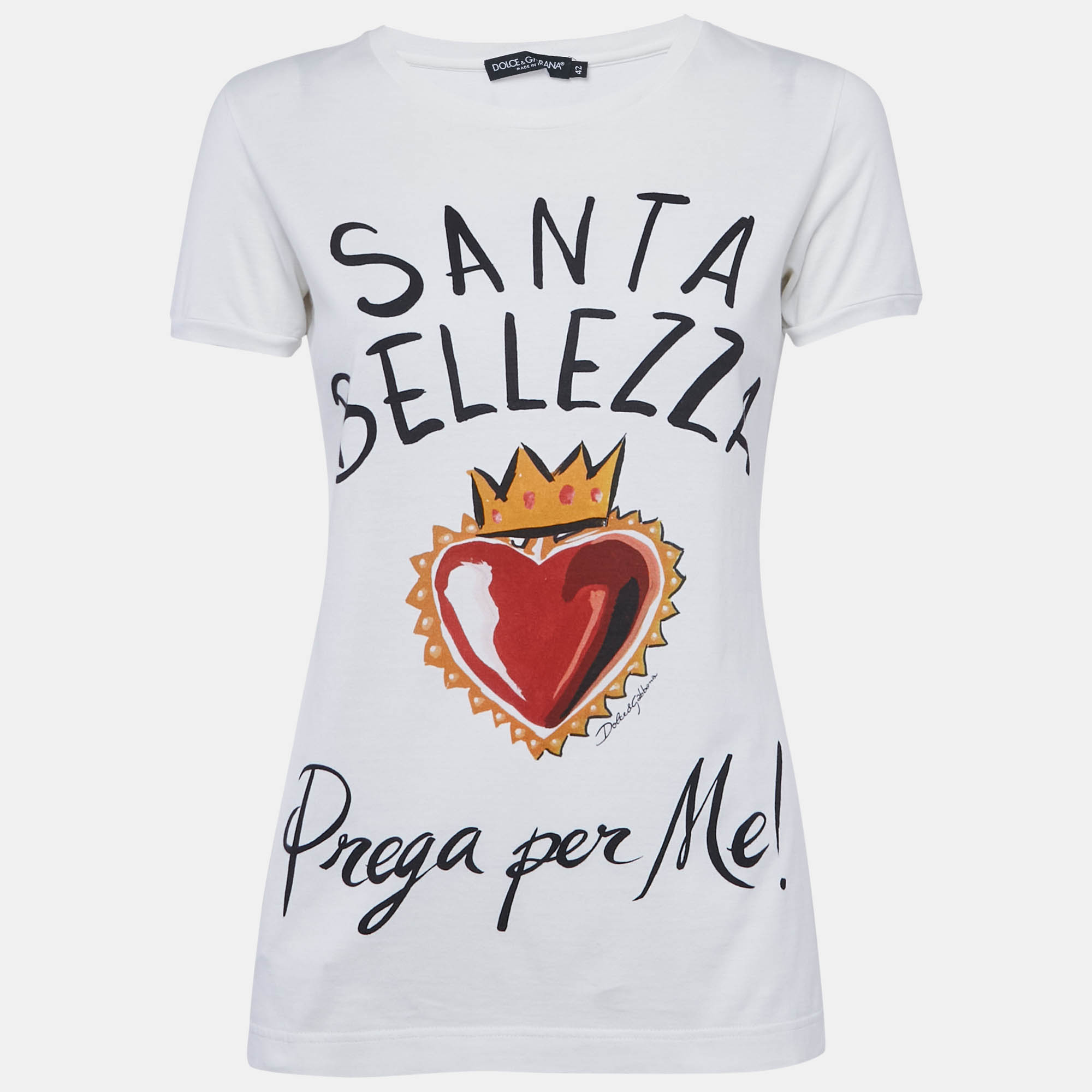 

Dolce & Gabbana White Santa Belleza Print Jersey T-Shirt M