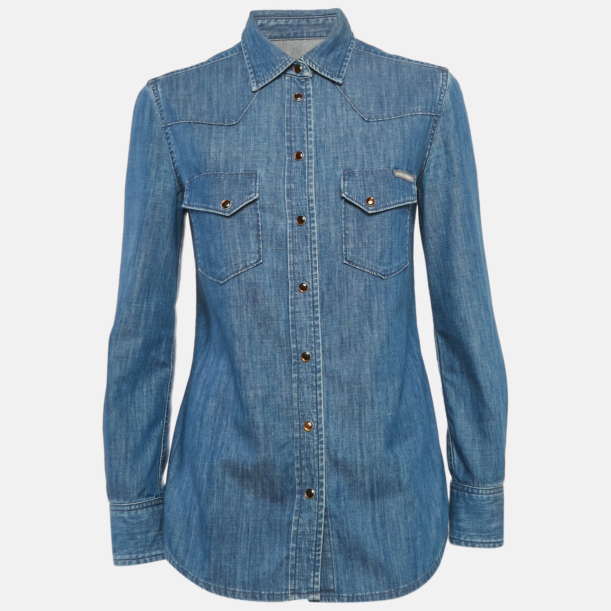 

Dolce & Gabbana Blue Denim Button Front Shirt S