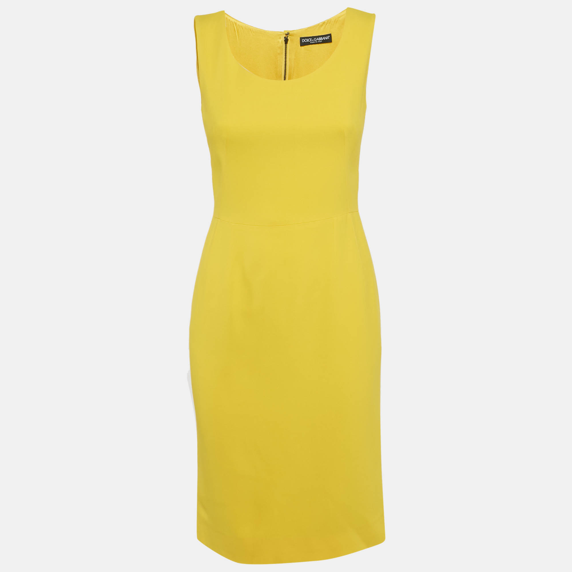 

Dolce & Gabbana Yellow Crepe Sleeveless Short Dress S
